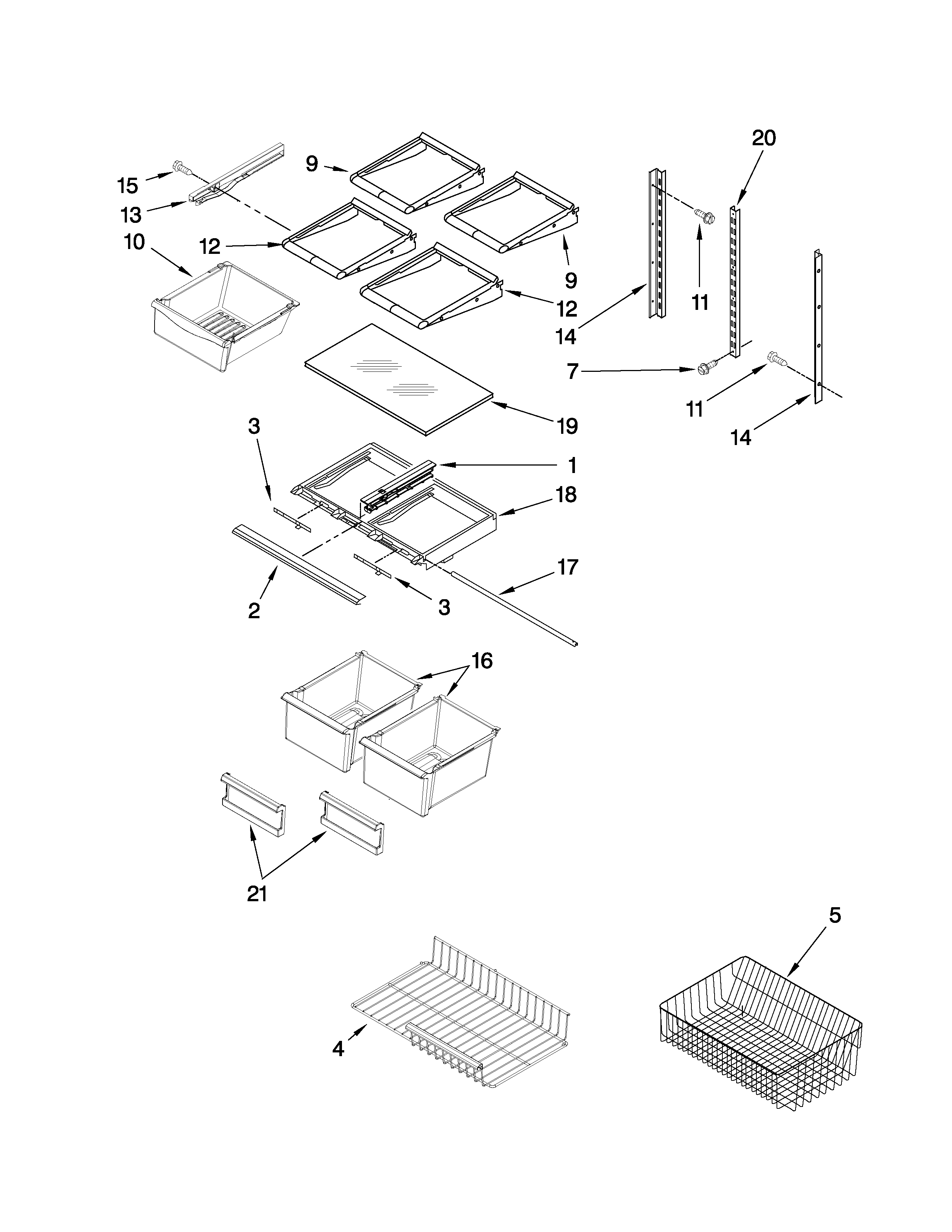 Kenmore 59669939000 shelf parts diagram