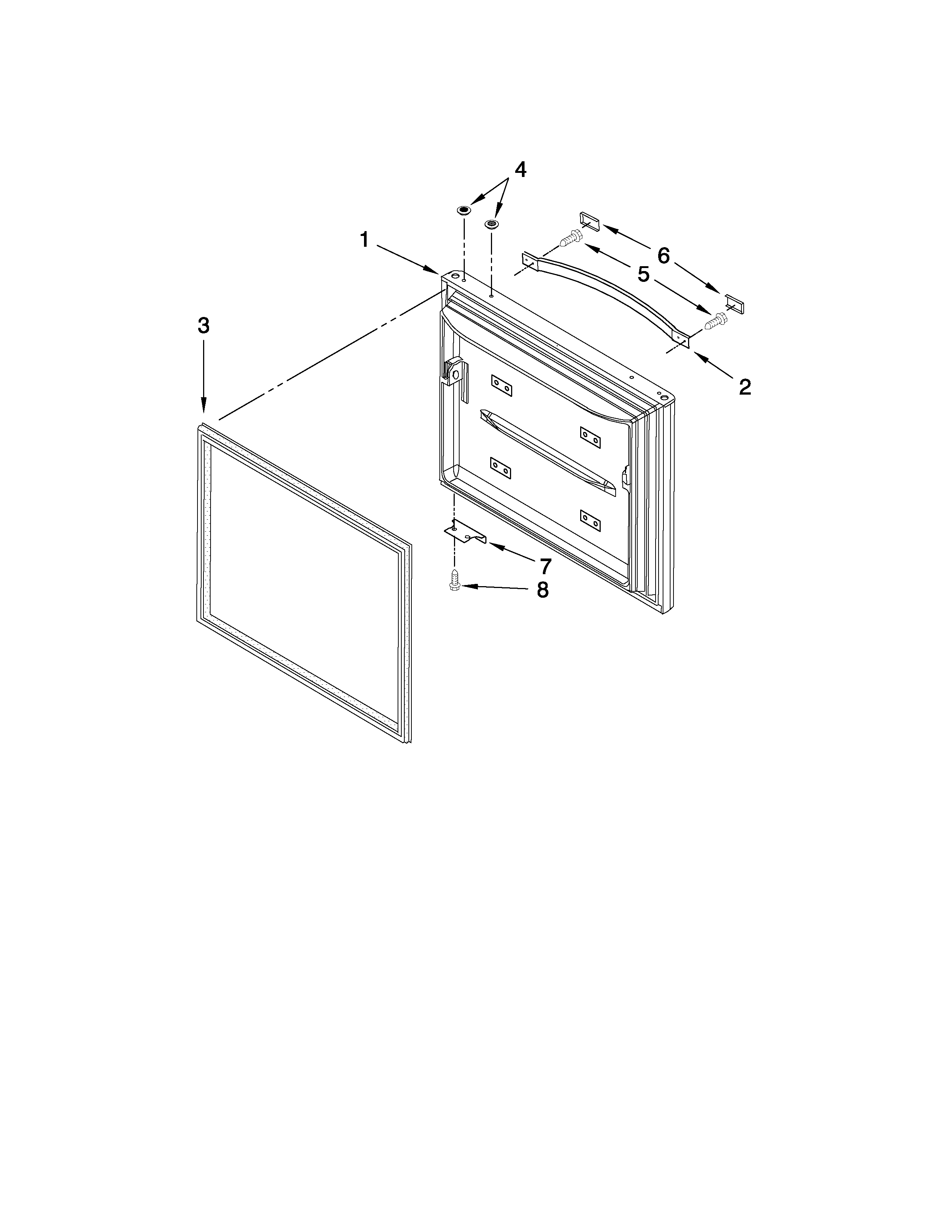 Kenmore 59669942001 freezer door parts diagram