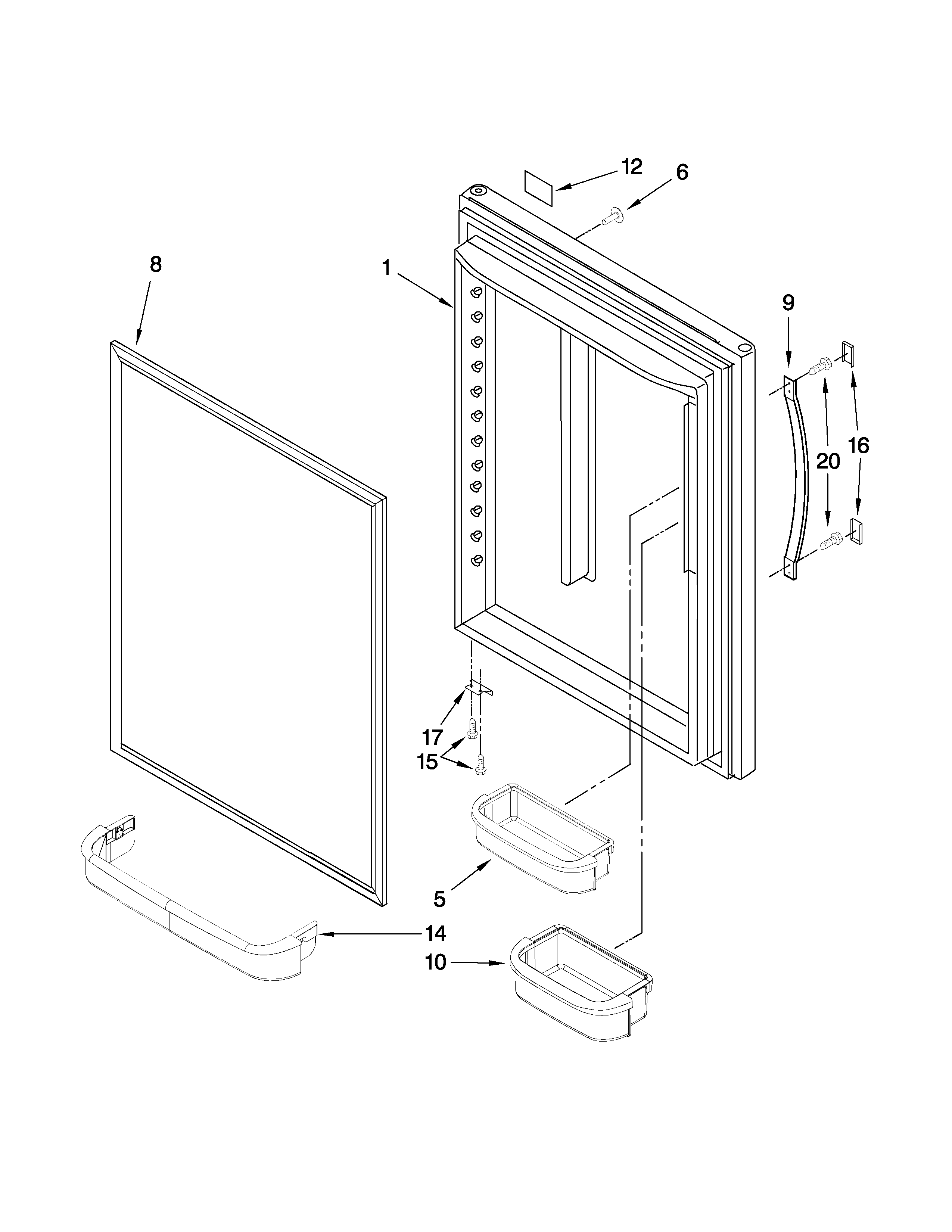 Kenmore 59669942001 refrigerator door parts diagram