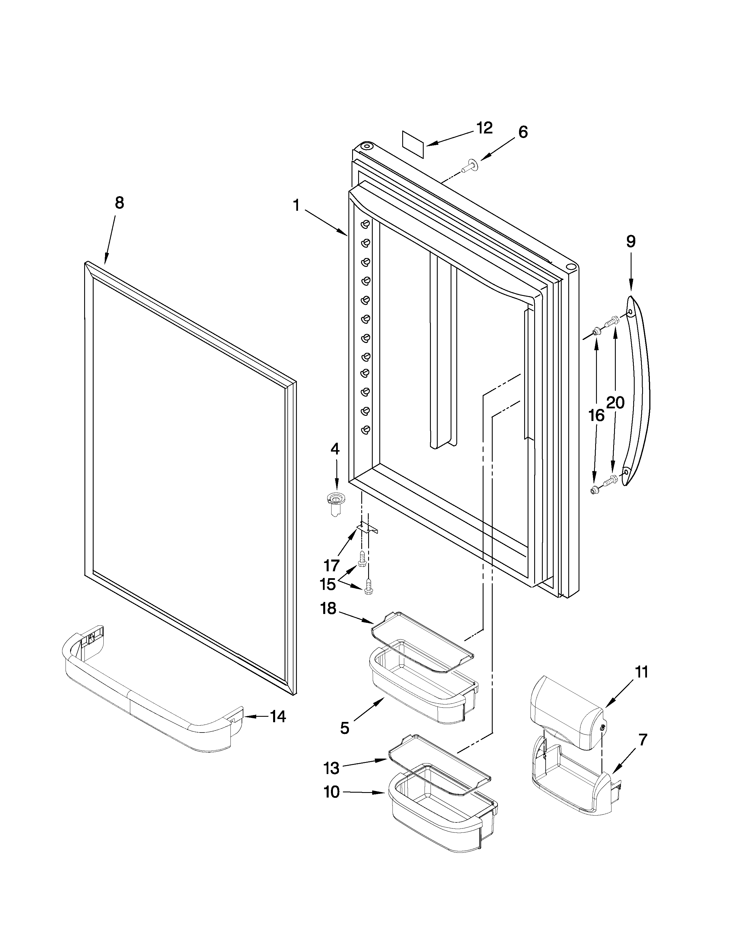Kenmore 59669983001 refrigerator door parts diagram