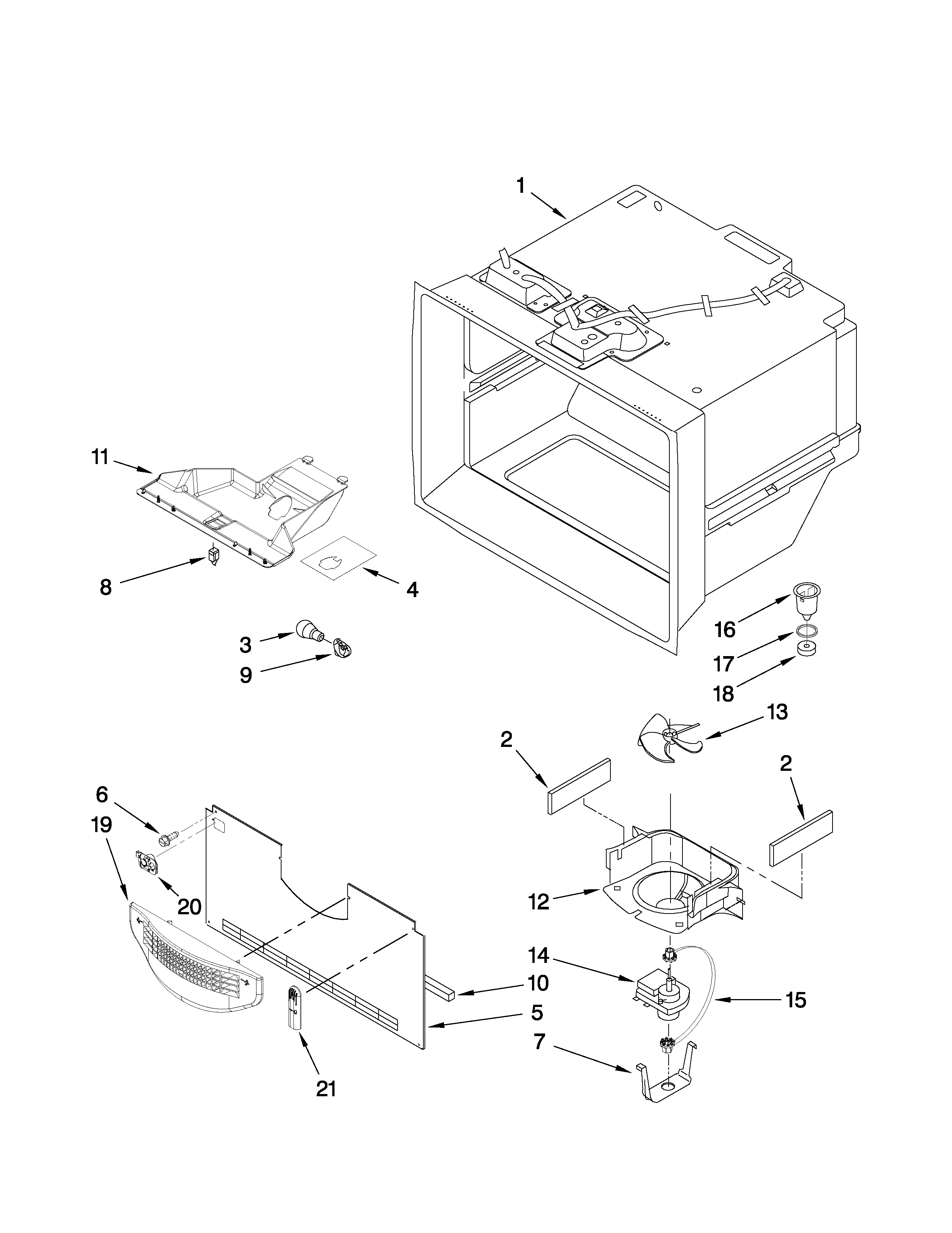 Kenmore 59669912001 freezer liner parts diagram