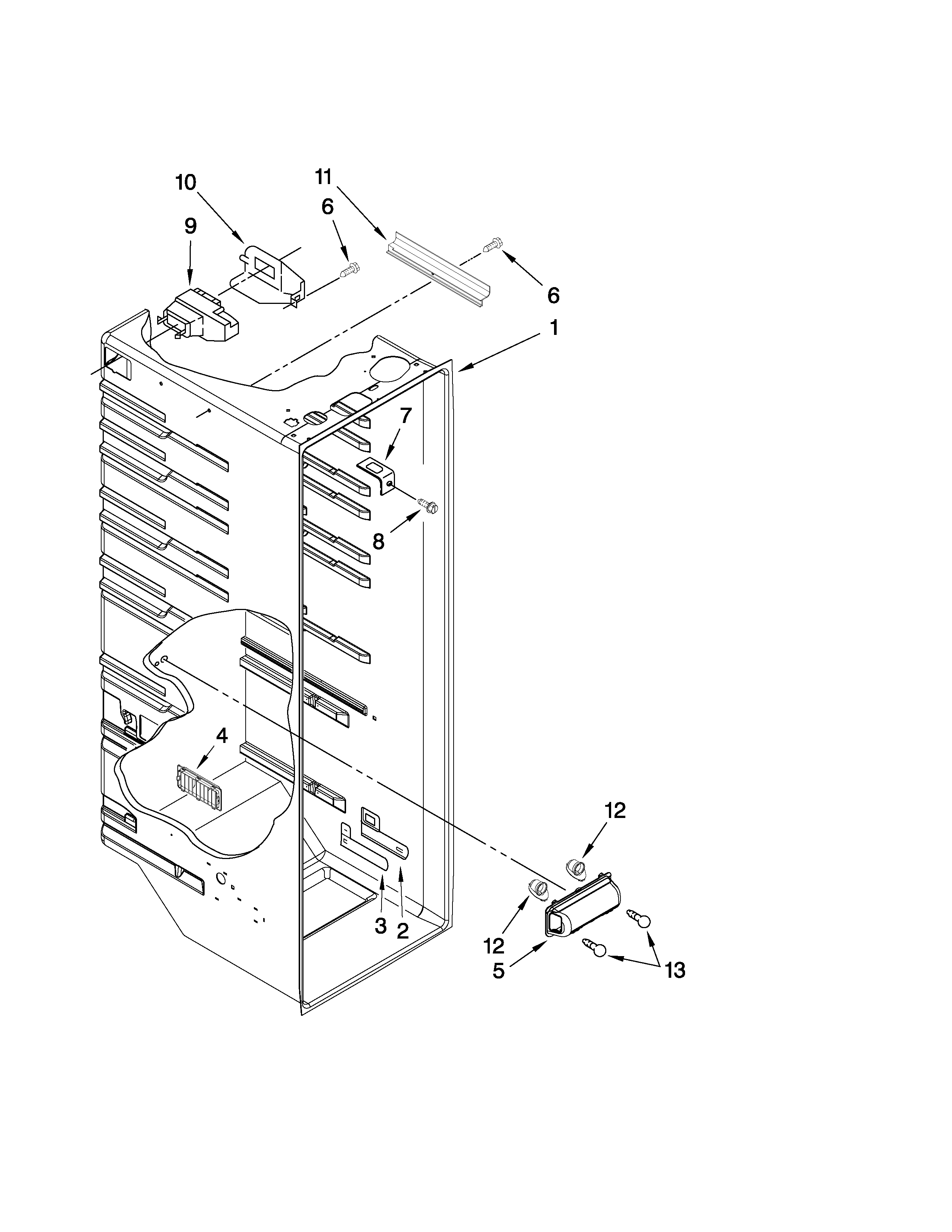 Kenmore 10641569801 refrigerator liner parts diagram