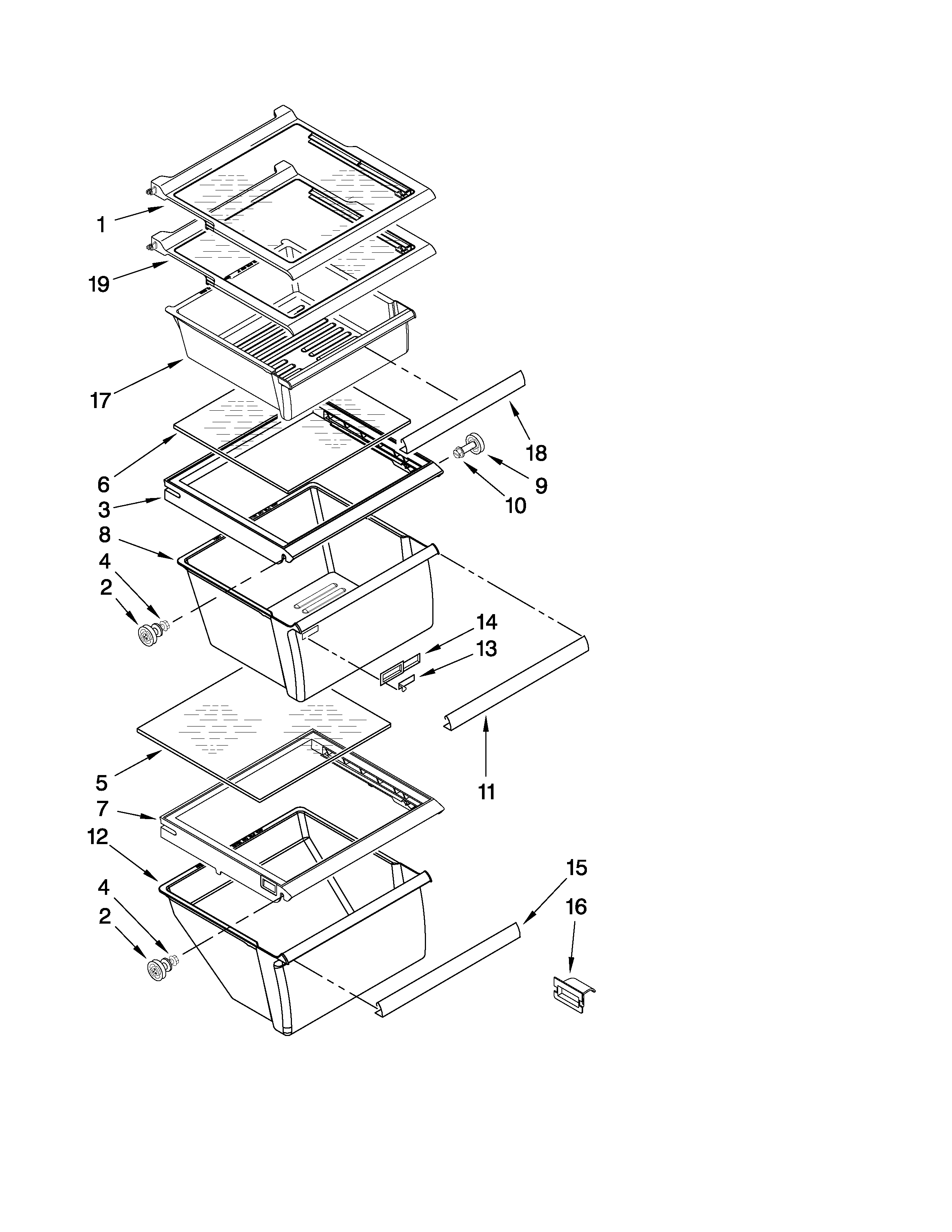 Kenmore 10641569801 refrigerator shelf parts diagram
