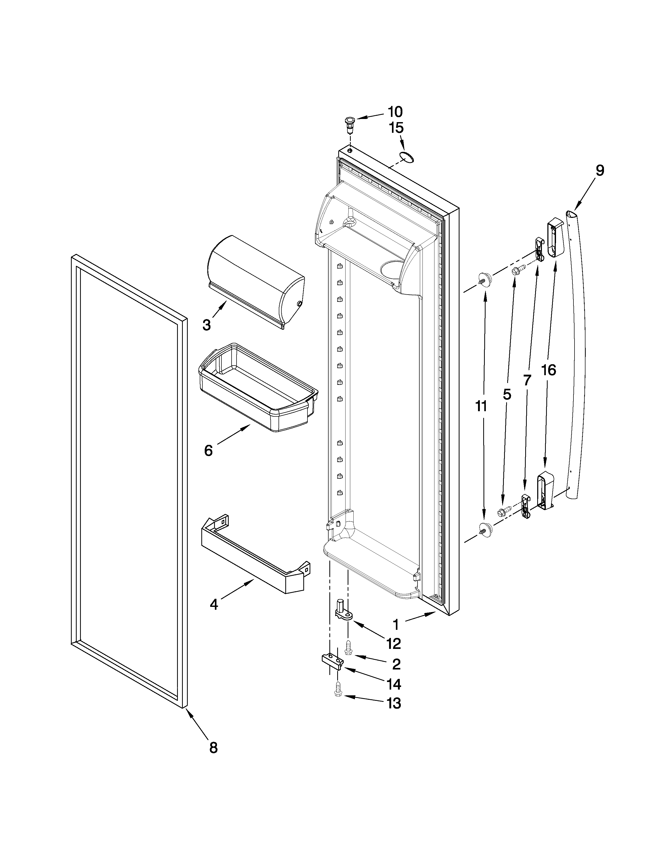 Kenmore 10641569801 refrigerator door parts diagram