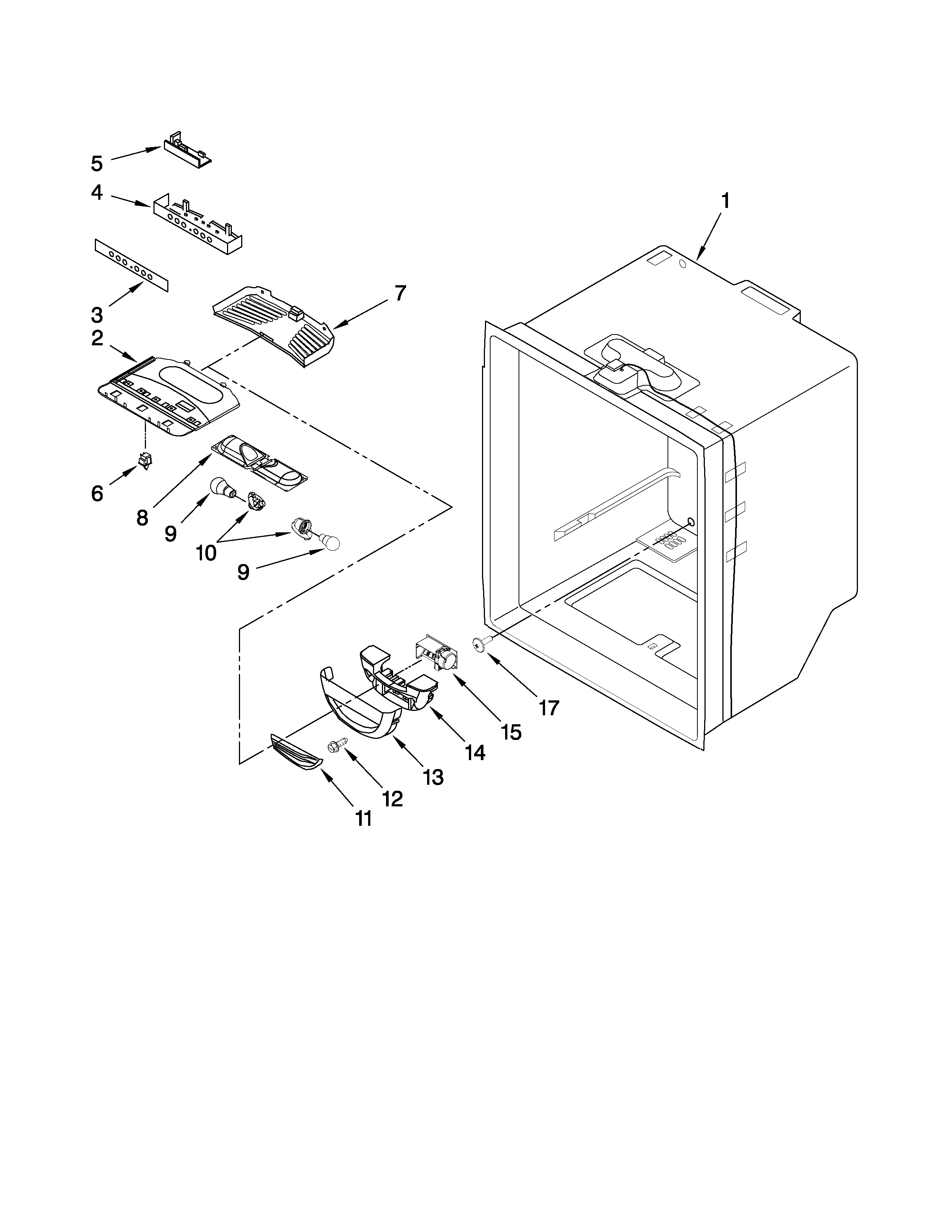 Kenmore 59669283001 refrigerator liner parts diagram