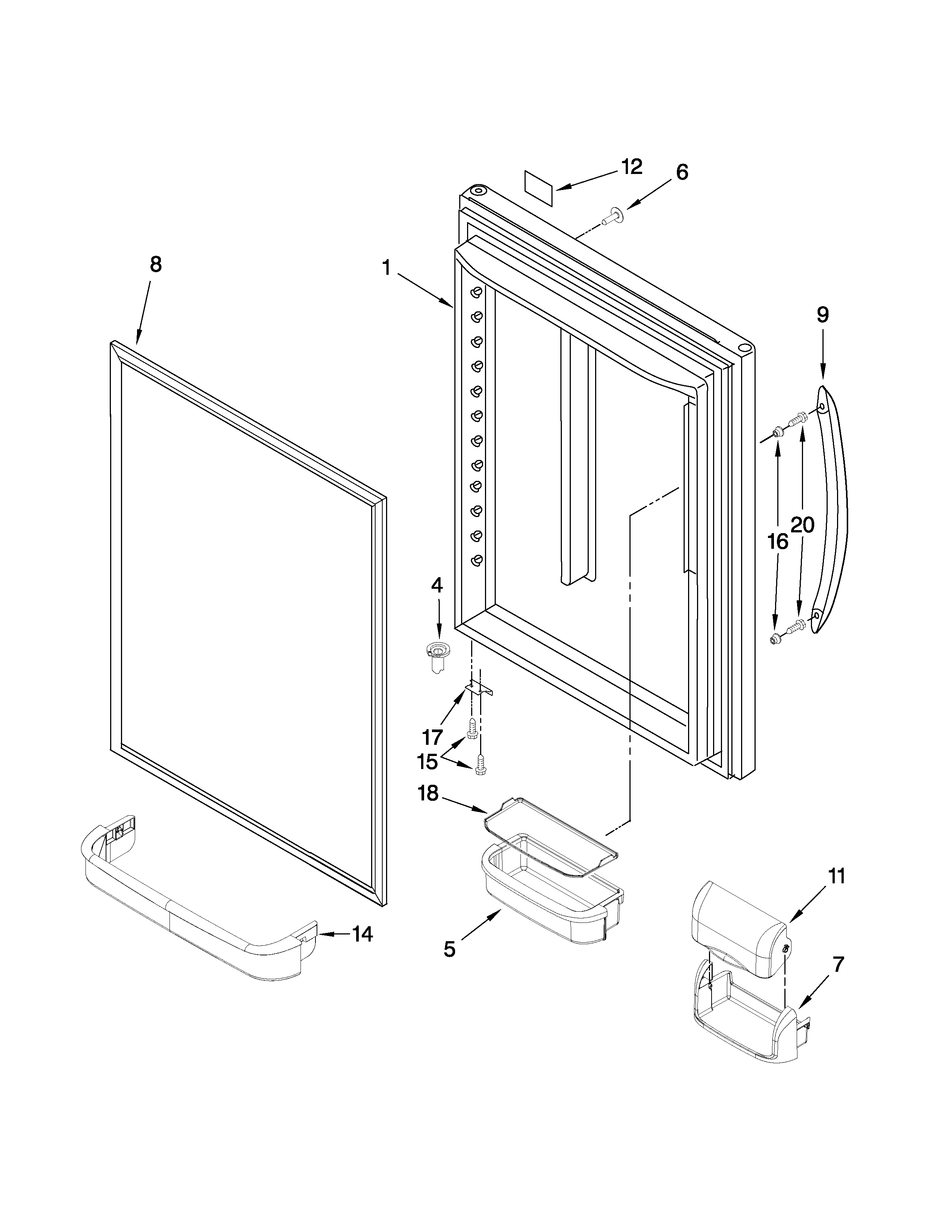Kenmore 59669283001 refrigerator door parts diagram