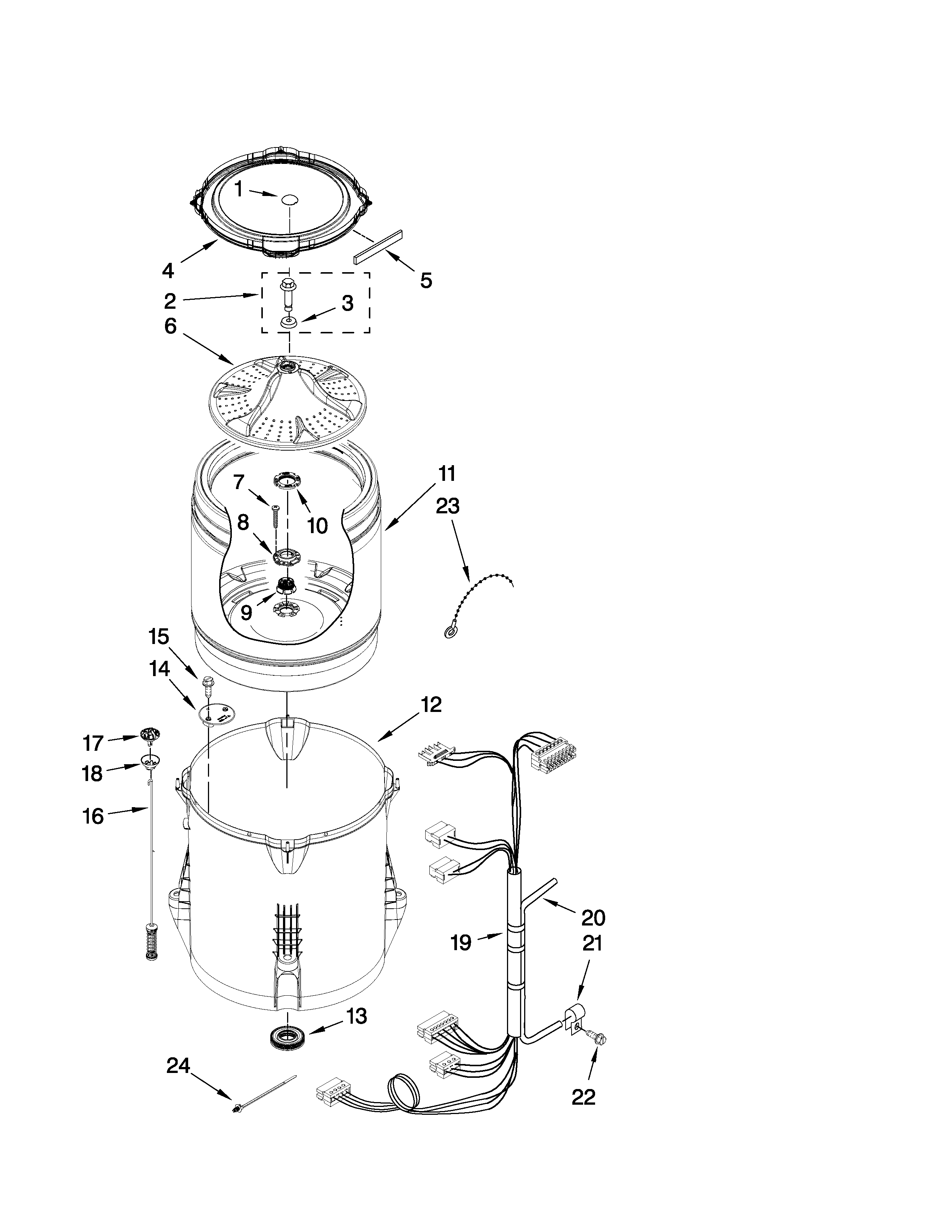 Kenmore 11021302010 basket and tub parts diagram