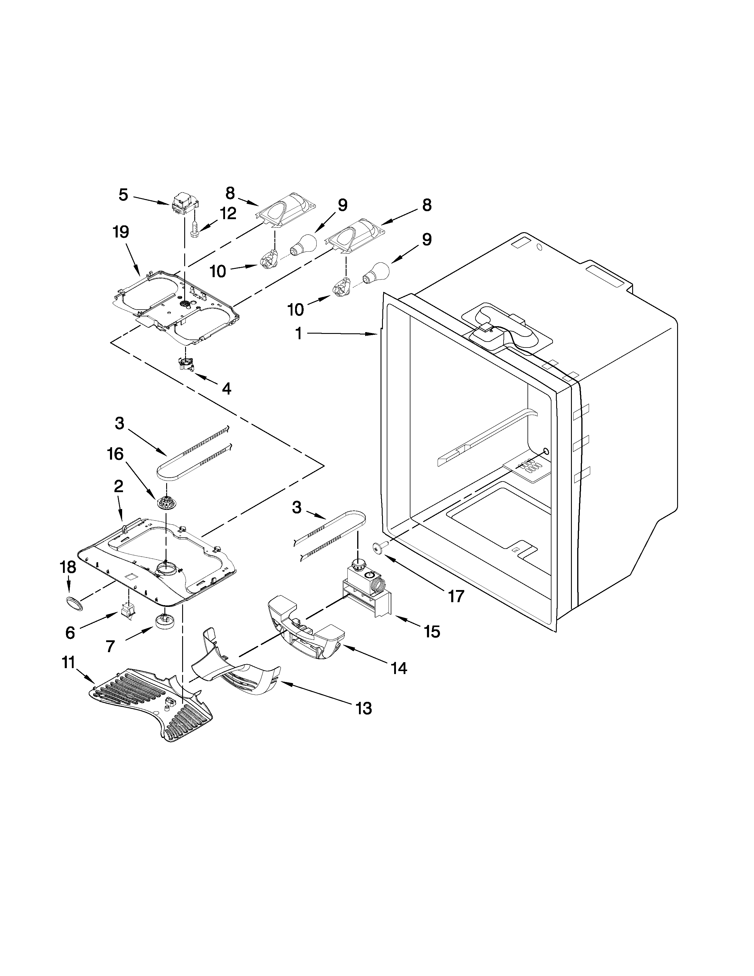 Kenmore 59667993605 refrigerator liner parts diagram