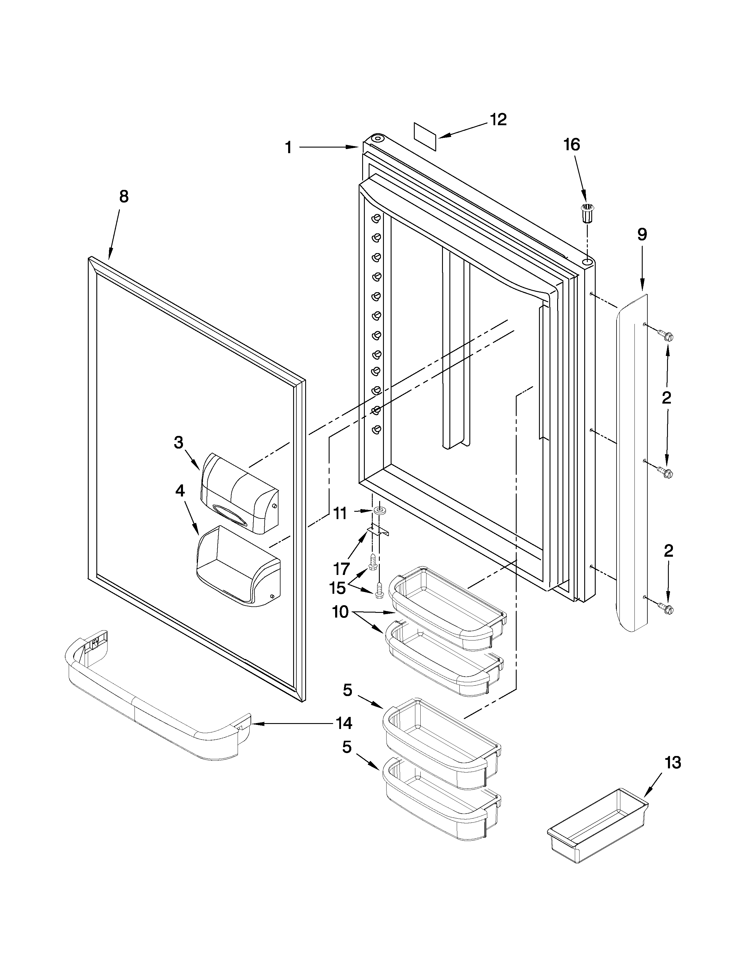 Kenmore 59667993605 refrigerator door parts diagram