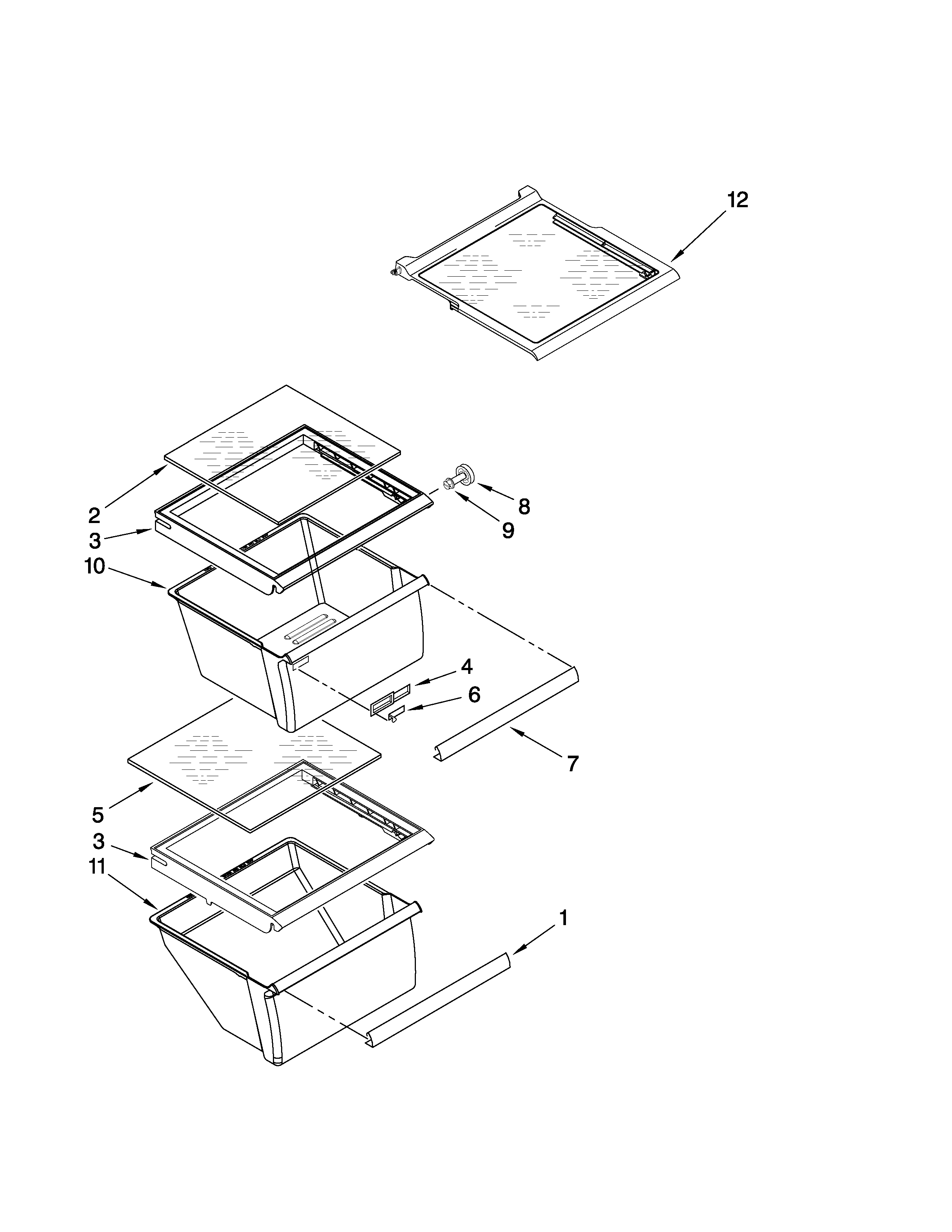 Kenmore 10658943803 refrigerator shelf parts diagram