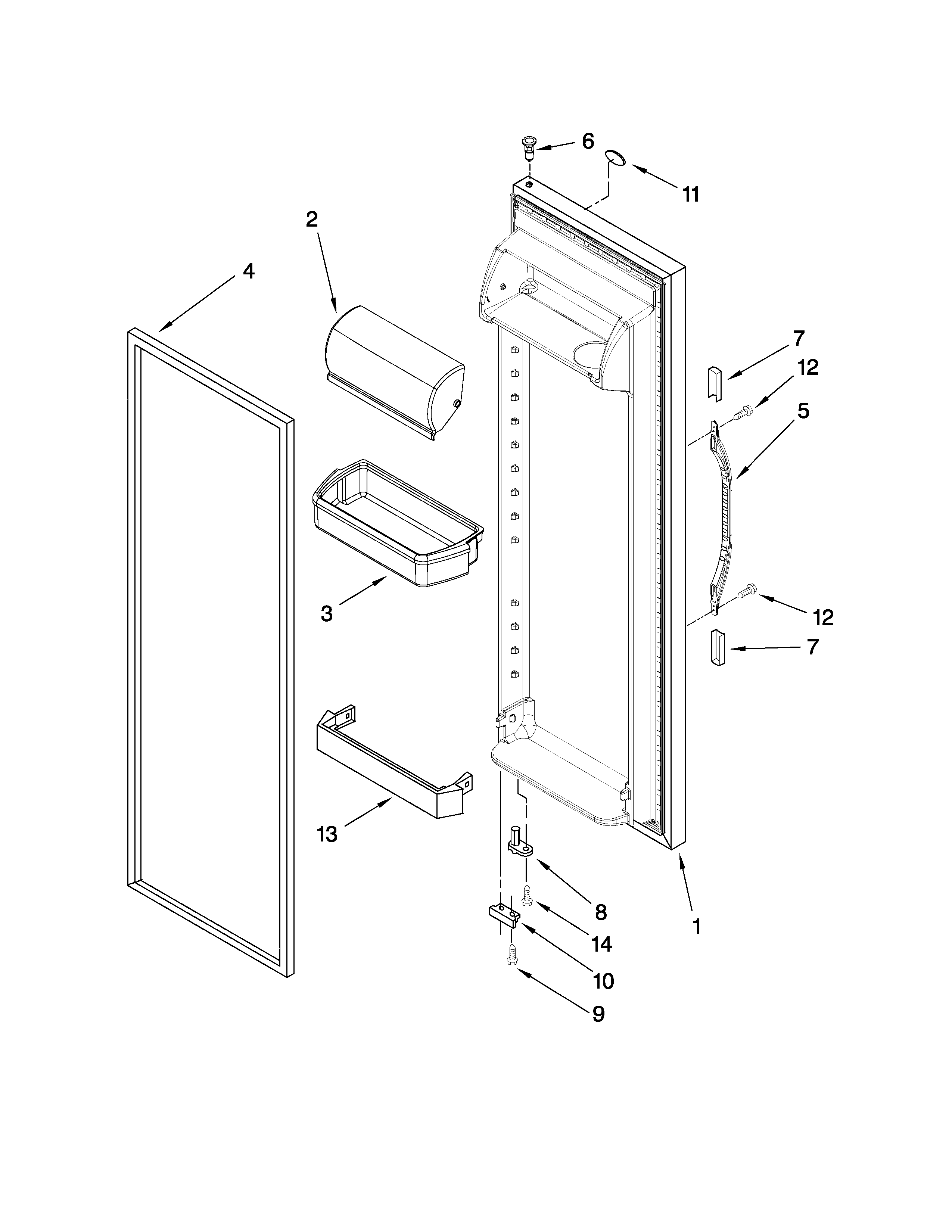 Kenmore 10658943803 refrigerator door parts diagram