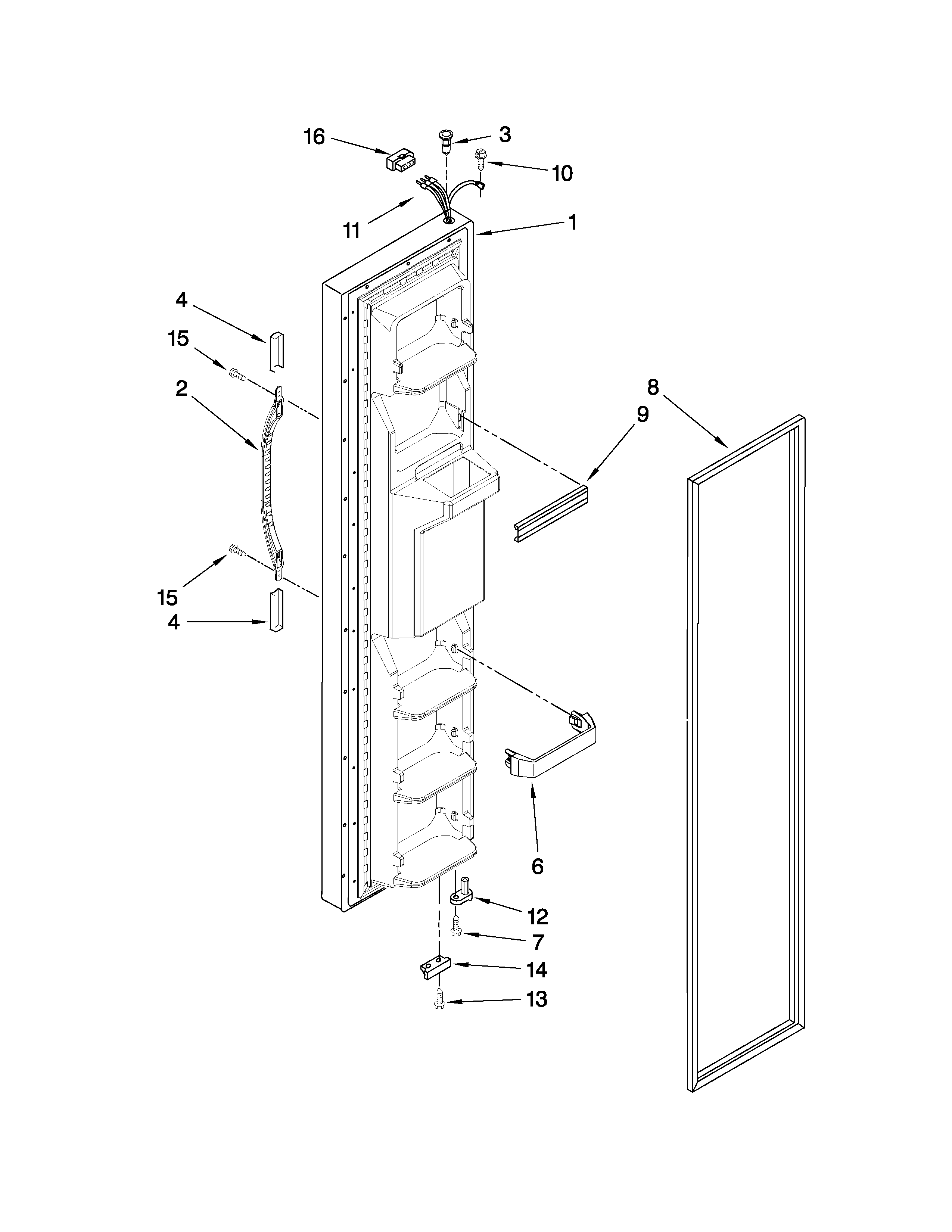 Kenmore 10658943803 freezer door parts diagram
