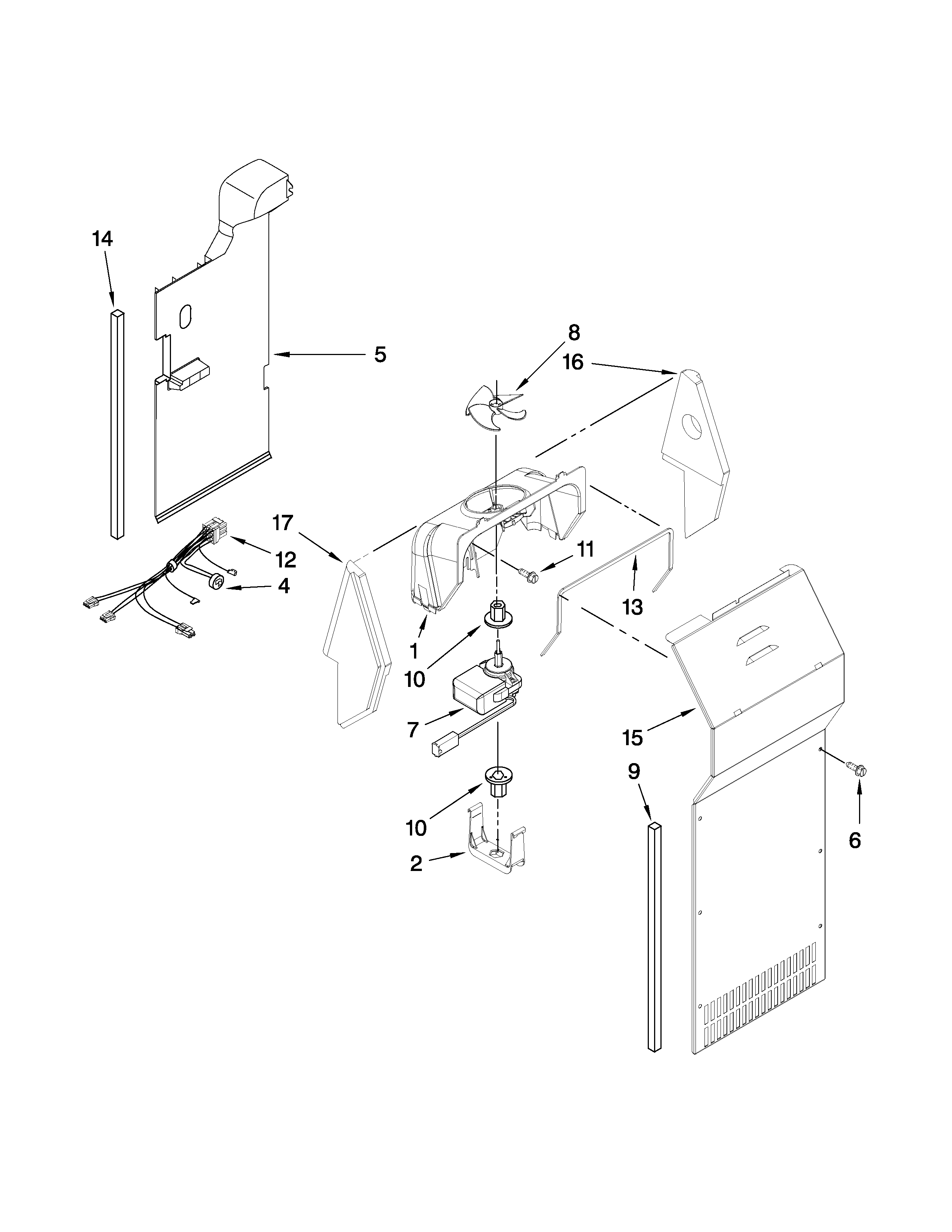 Kenmore 10658943803 air flow parts diagram