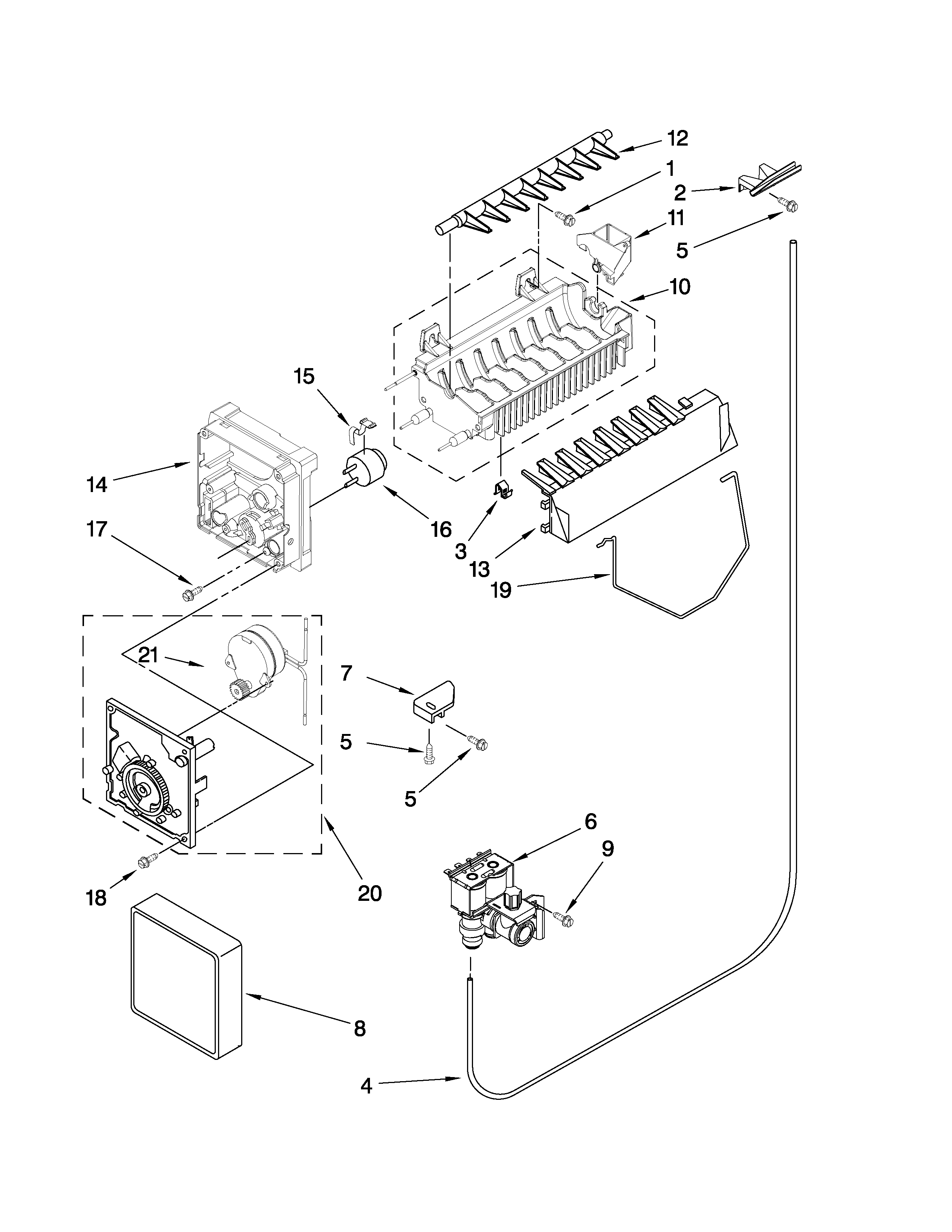 Kenmore 10658943803 icemaker parts diagram