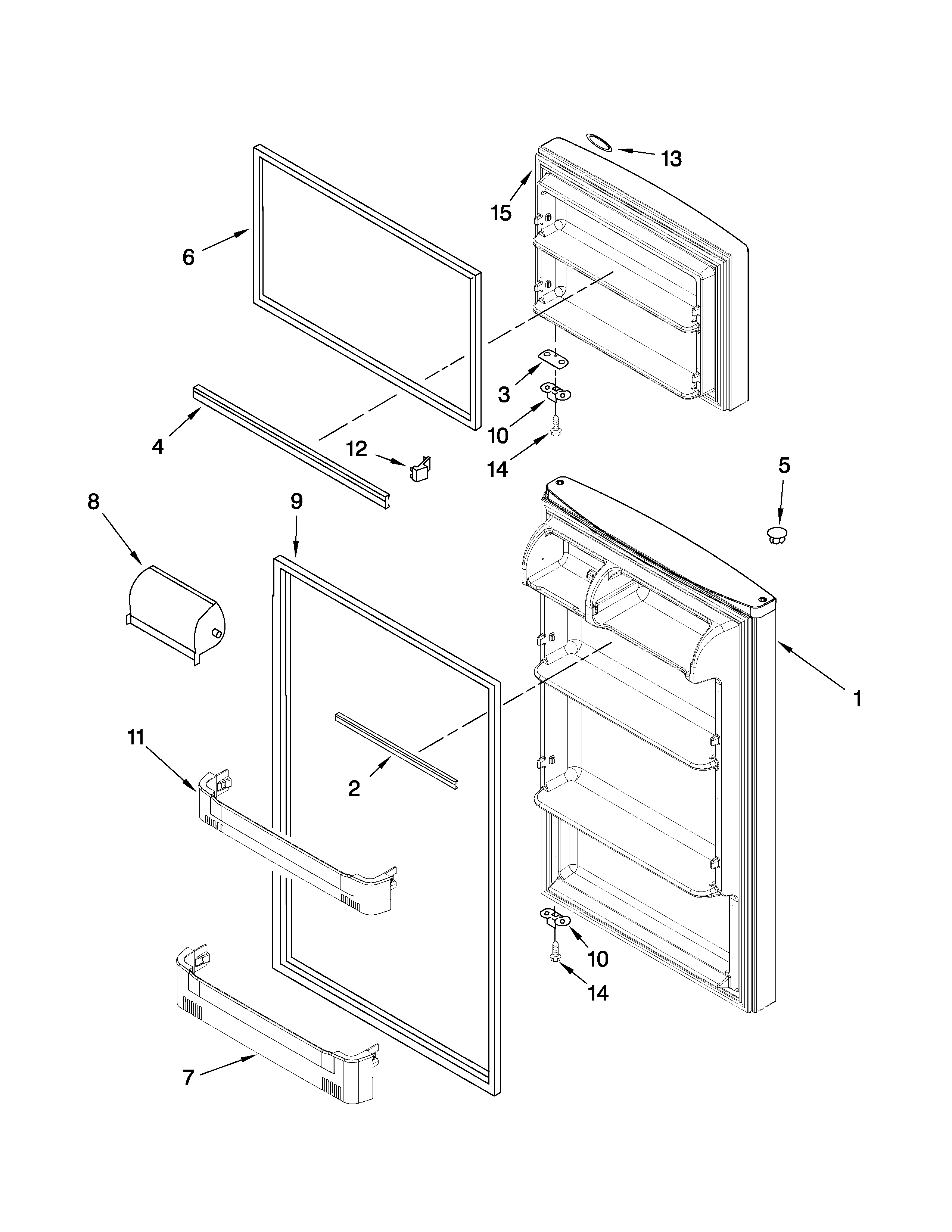 Kenmore 10660932900 door parts diagram