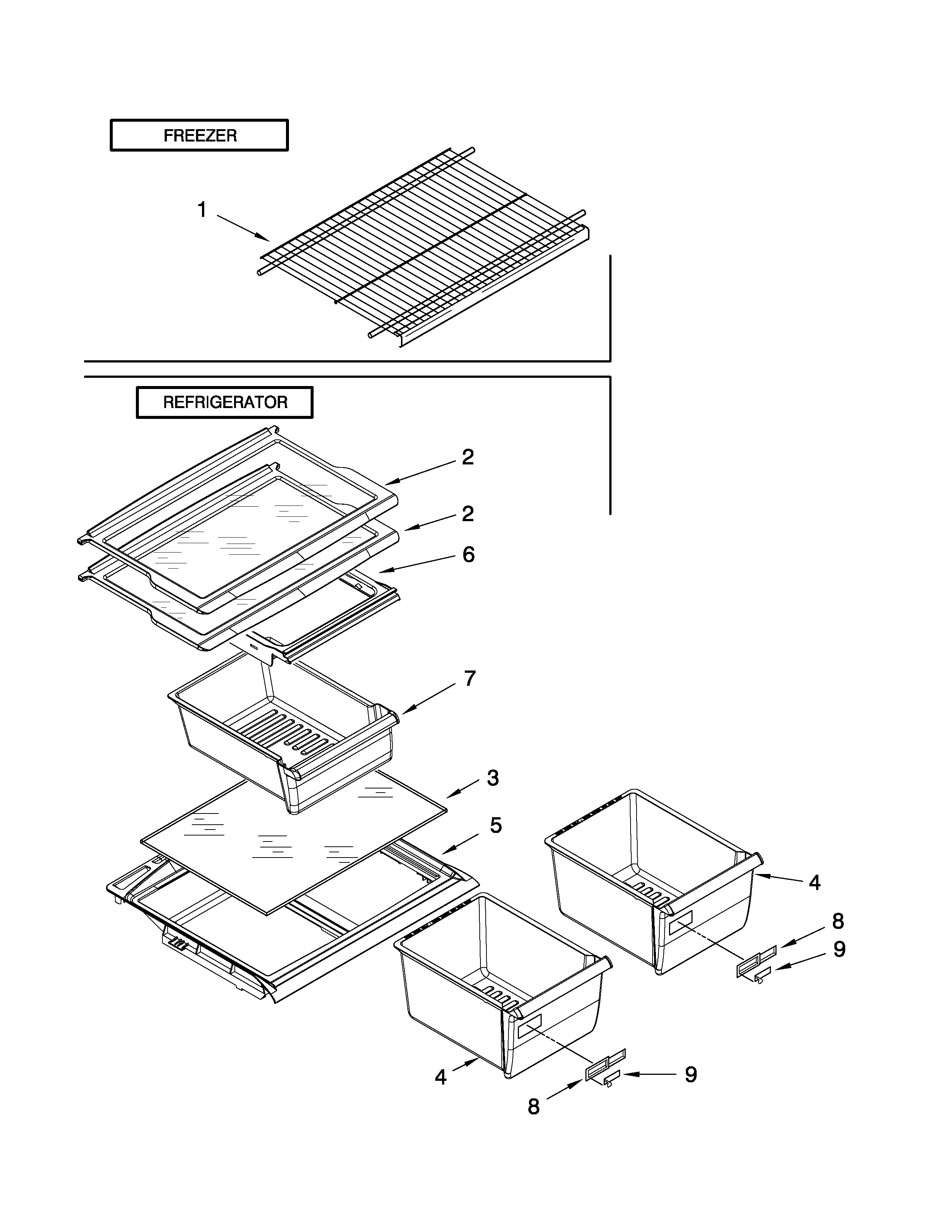 Kenmore 10660932900 shelf parts diagram