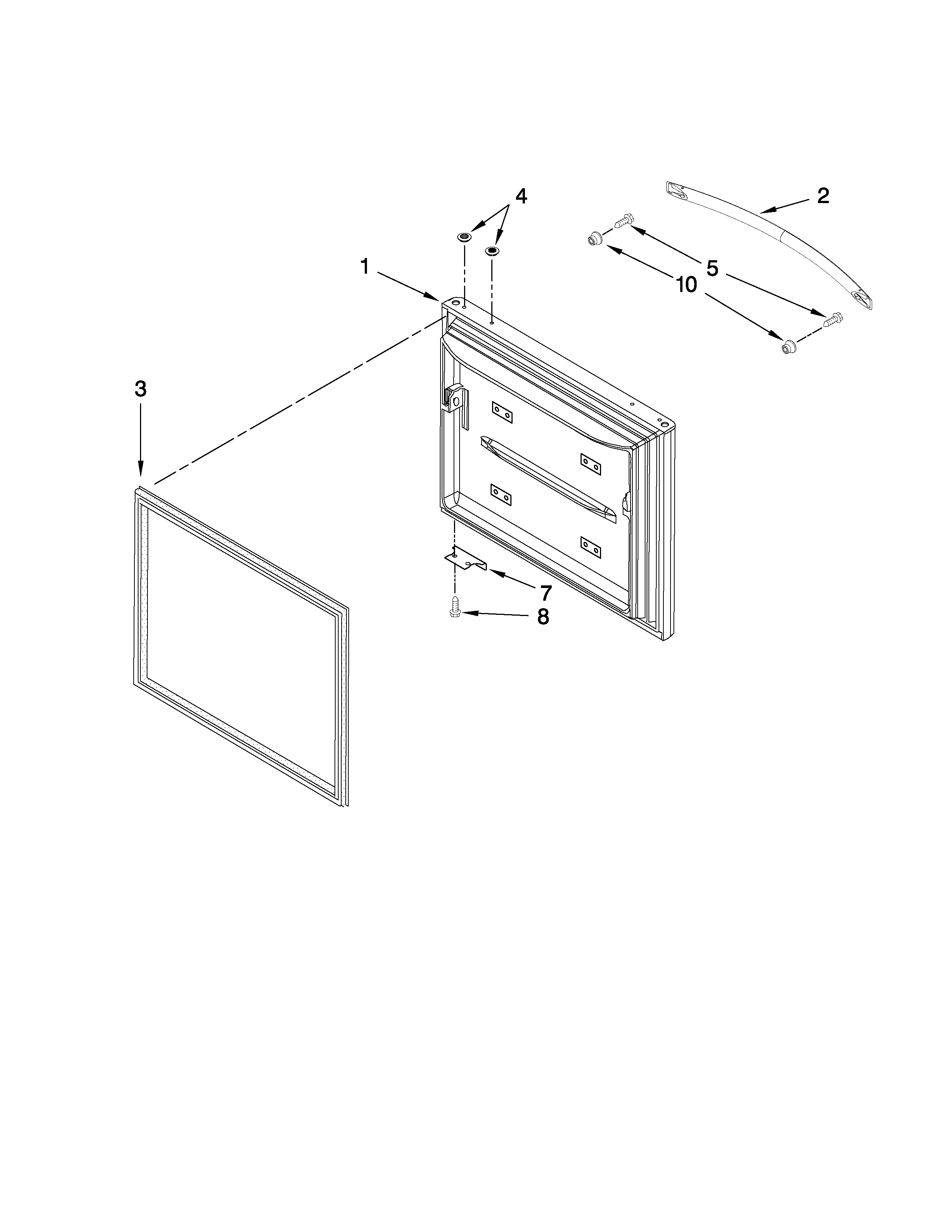 Kenmore 59669953011 freezer door parts diagram