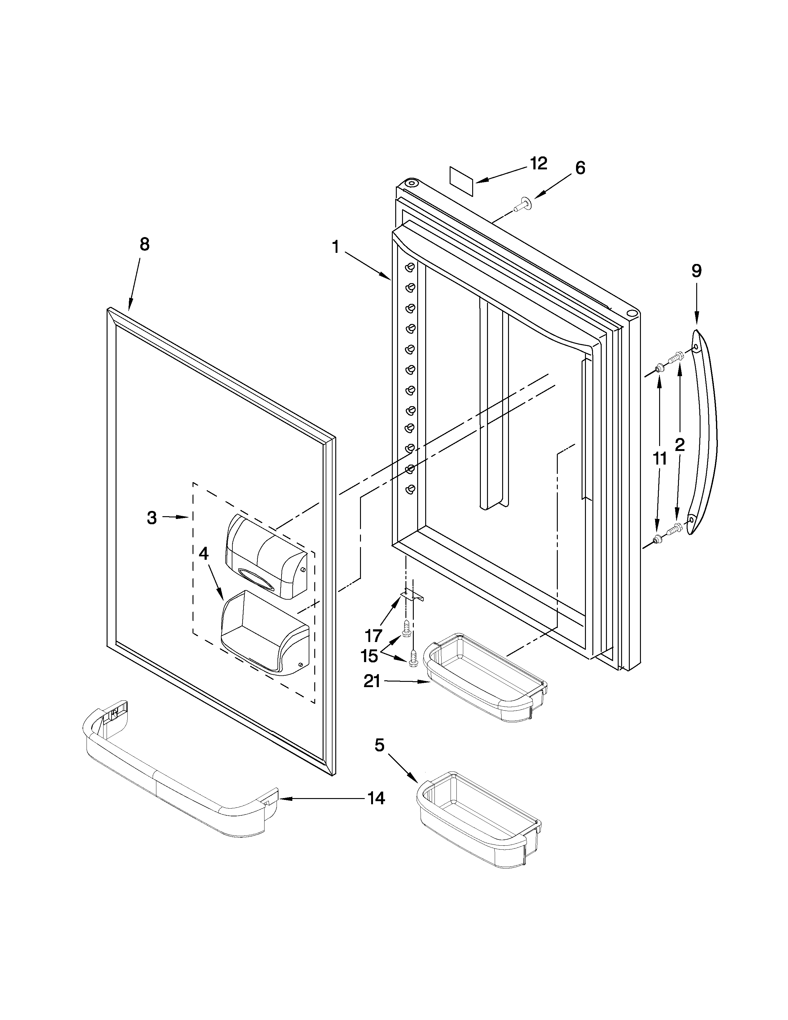 Kenmore 59669953011 refrigerator door parts diagram