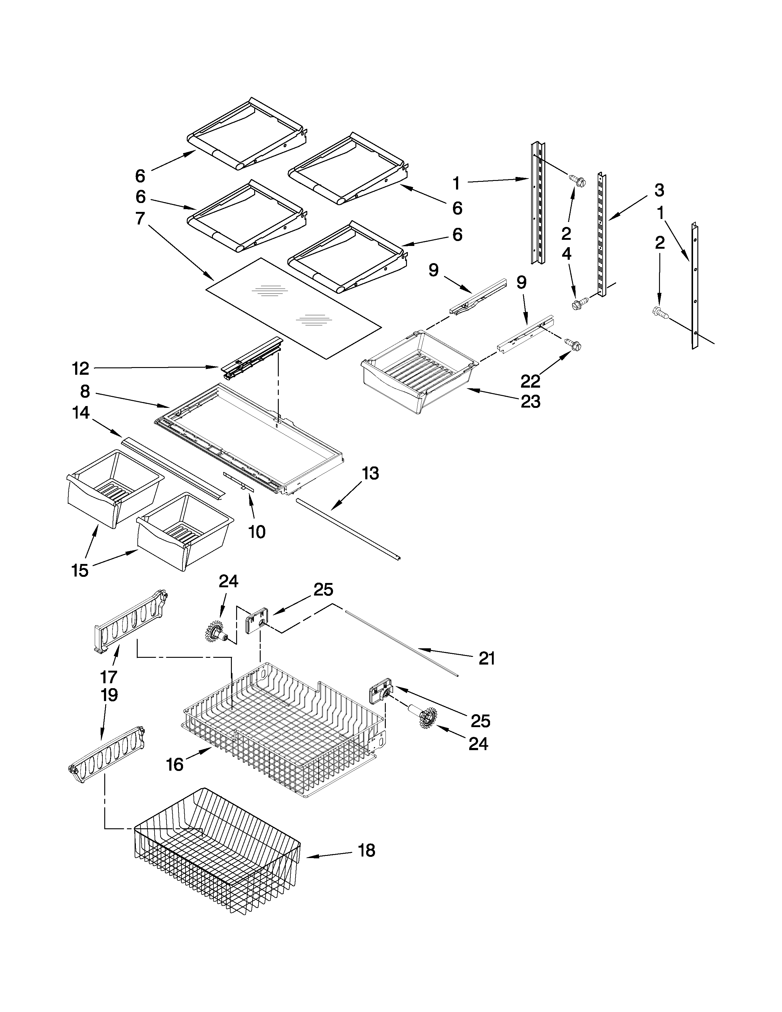 Kenmore 59669953011 shelf parts diagram