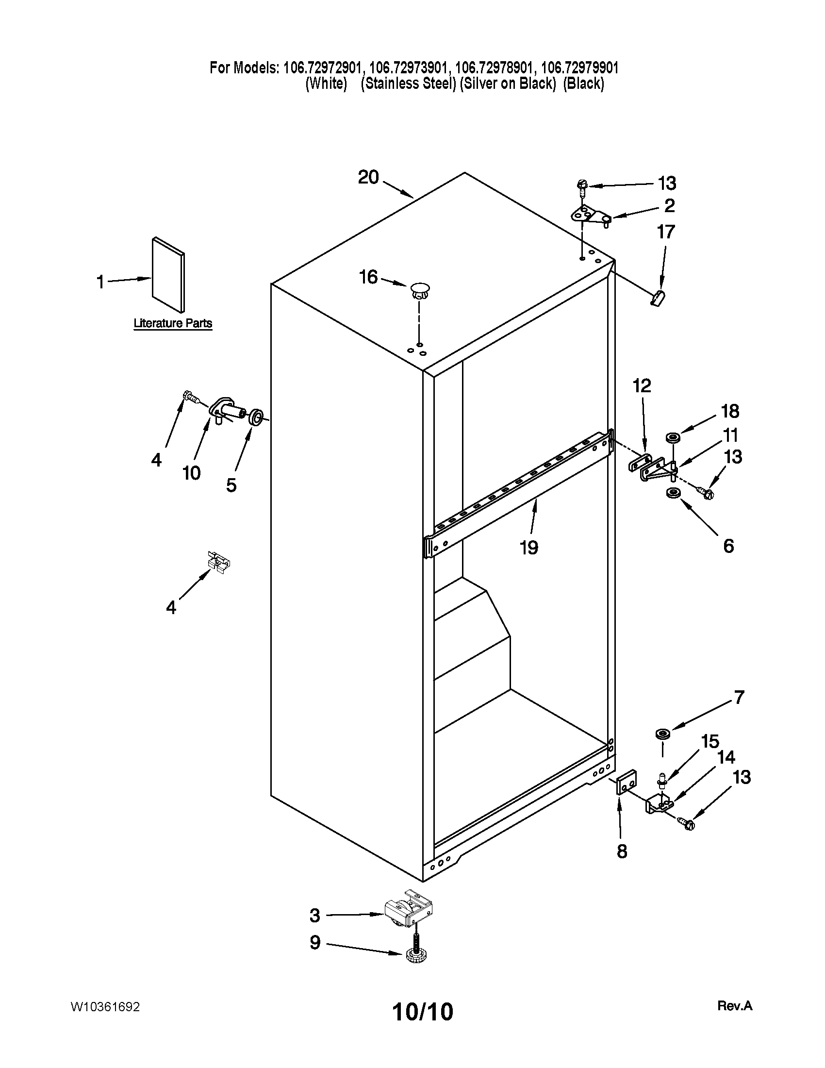 Kenmore 10672979901 cabinet parts diagram
