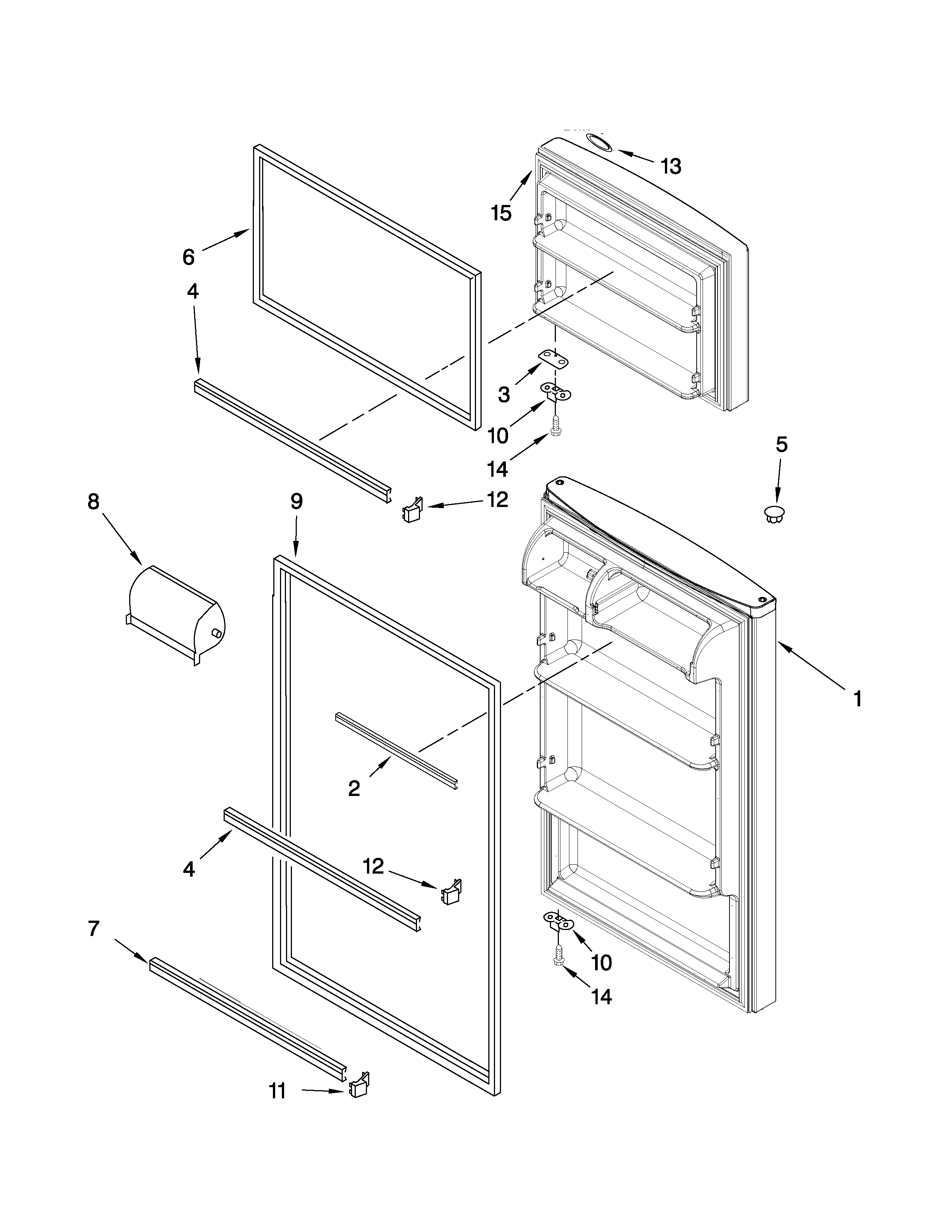 Kenmore 10662972901 door parts diagram