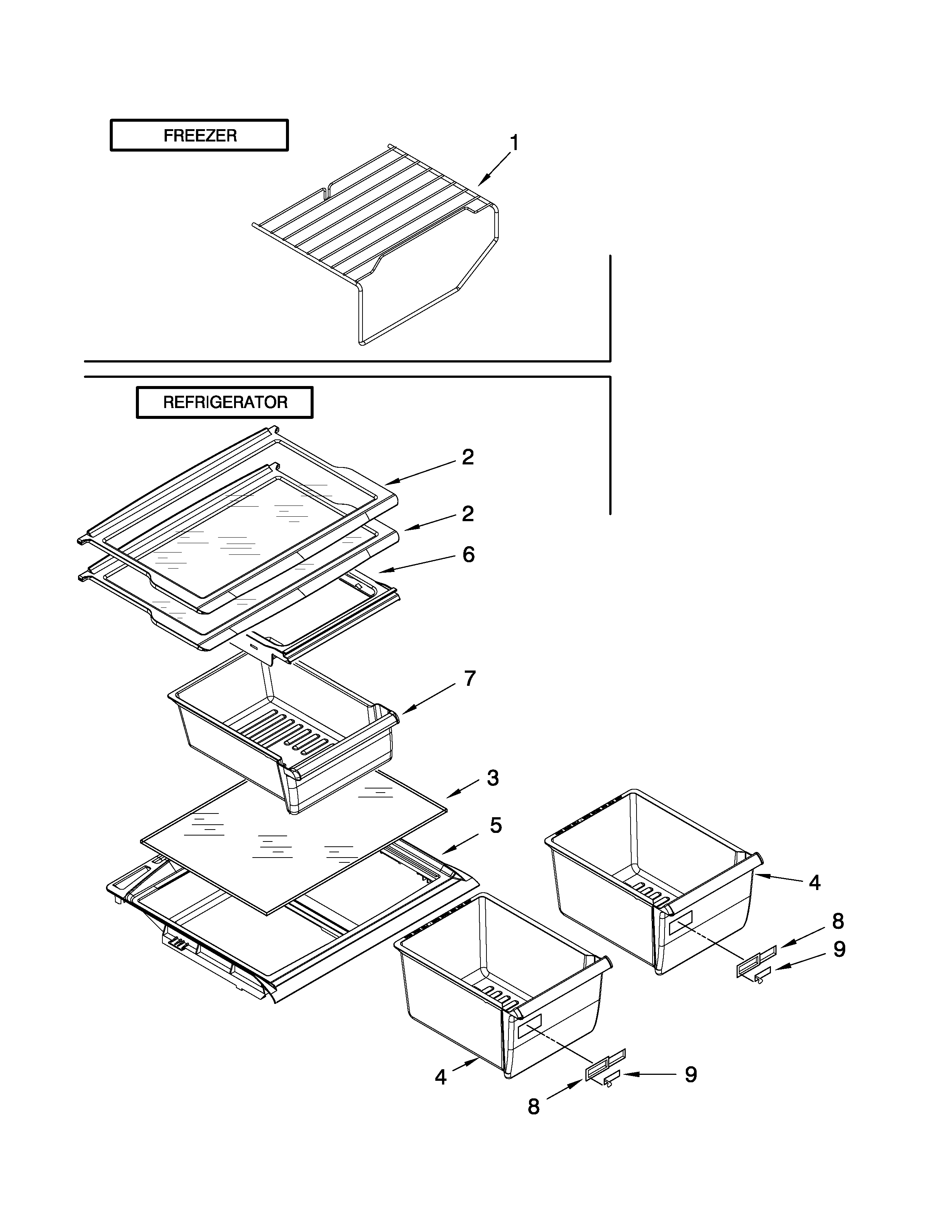 Kenmore 10662972901 shelf parts diagram