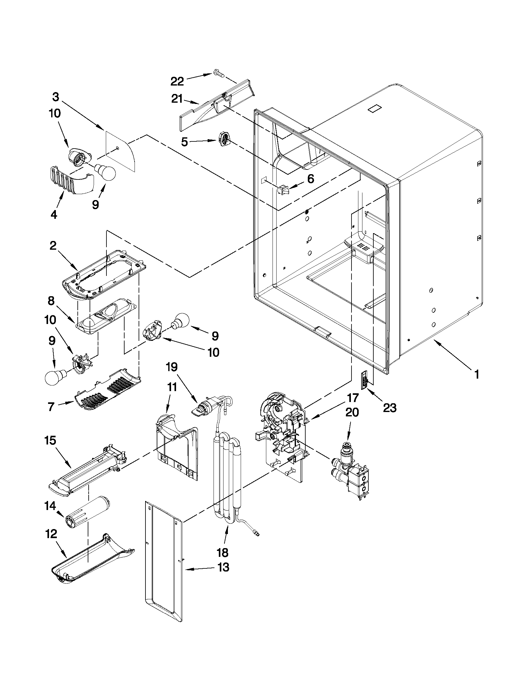 Kenmore 59679243010 refrigerator liner parts diagram