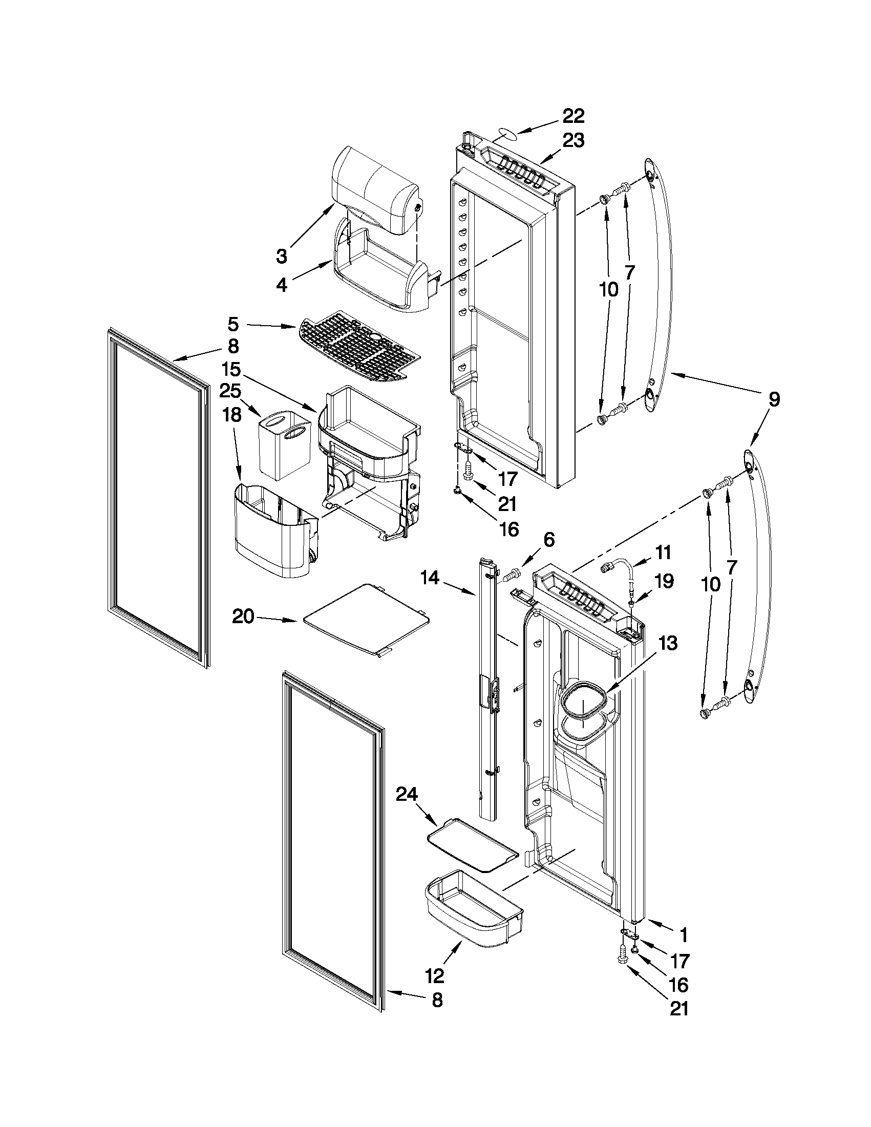 Kenmore 59679243010 refrigerator door parts diagram