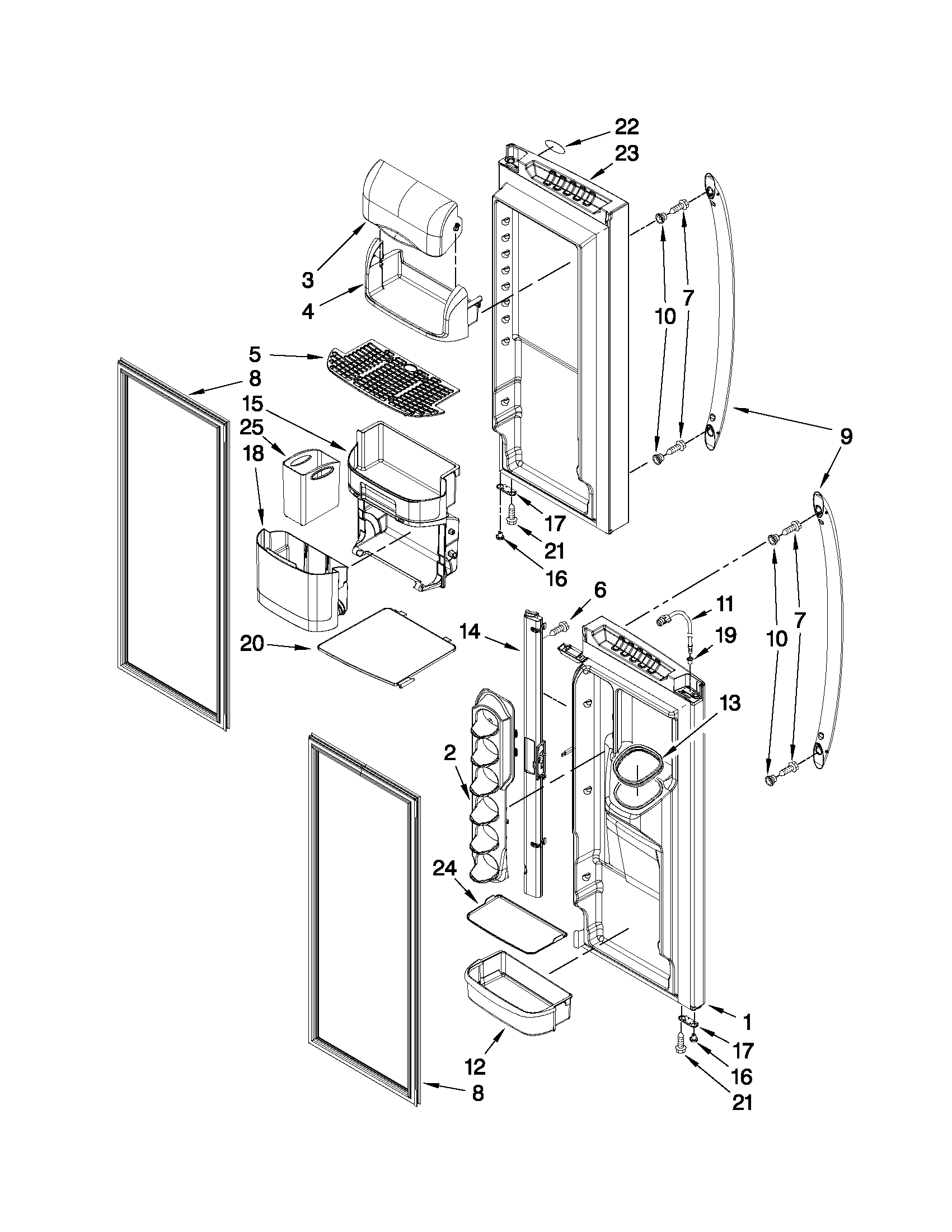 Kenmore 59679543011 refrigerator door parts diagram