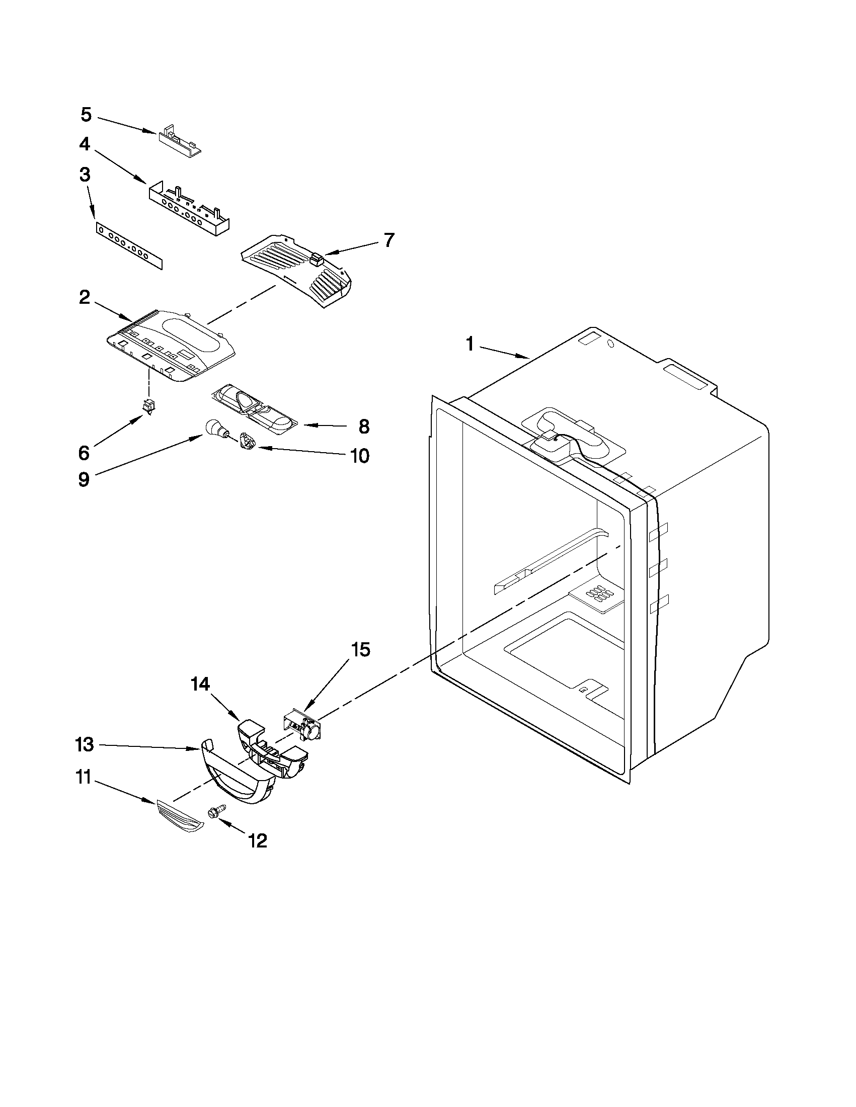 Kenmore Elite 59678582804 refrigerator liner parts diagram