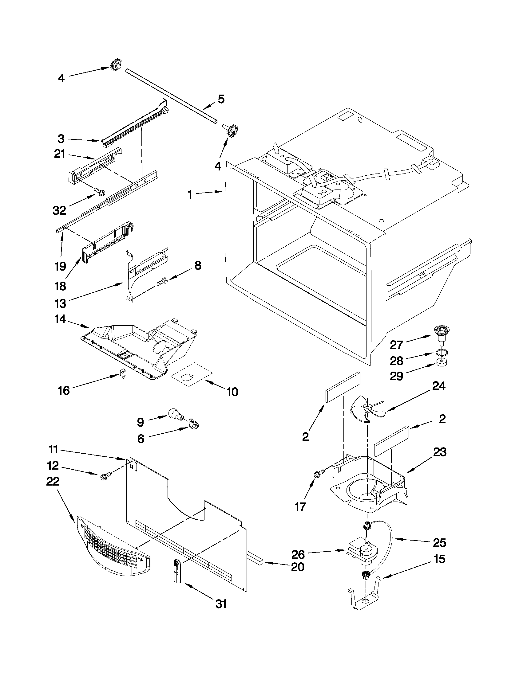 Kenmore 59679512010 freezer liner parts diagram