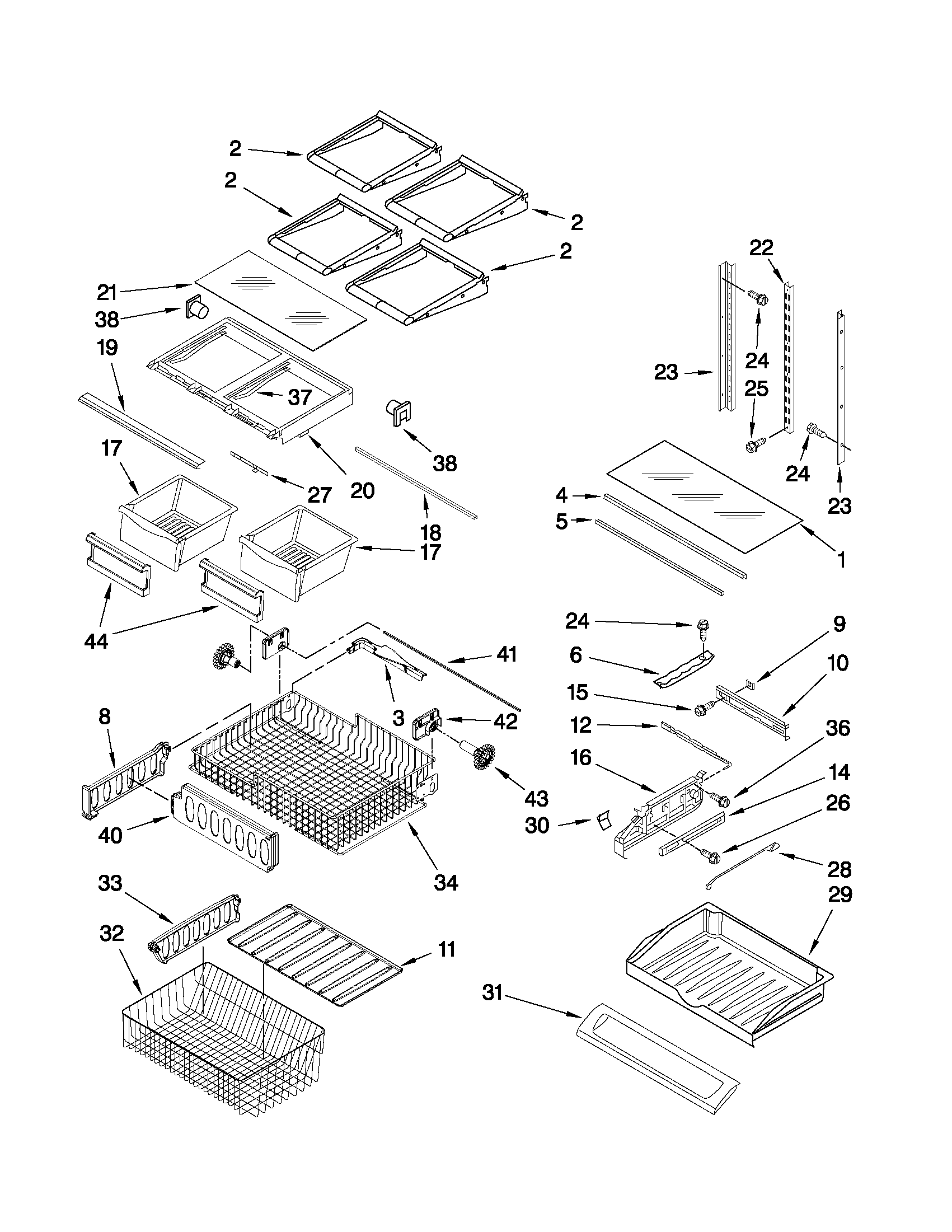 Kenmore 59679533010 shelf parts diagram