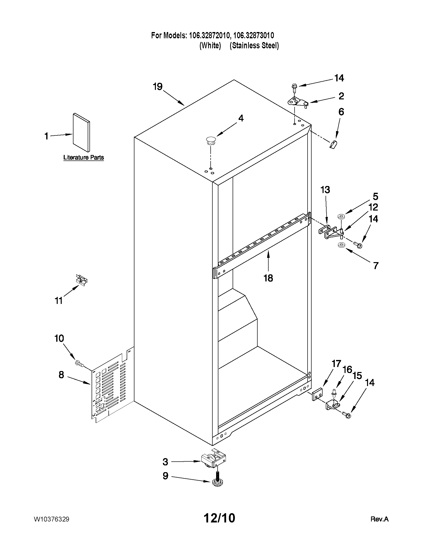 Kenmore 10632872010 cabinet parts diagram