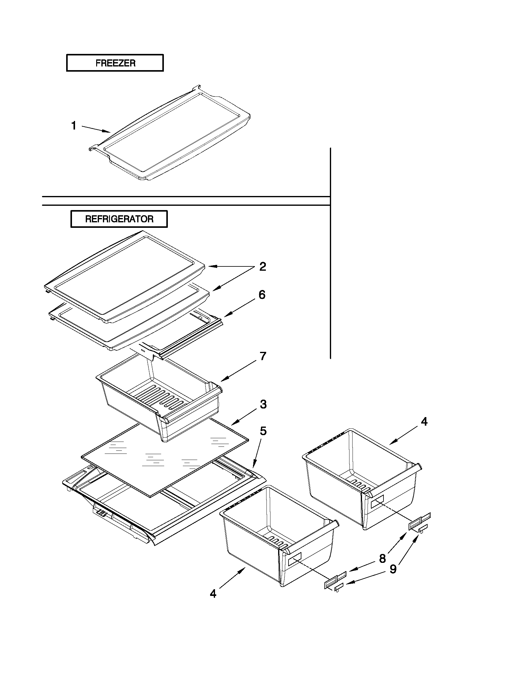 Kenmore 10632883010 shelf parts diagram