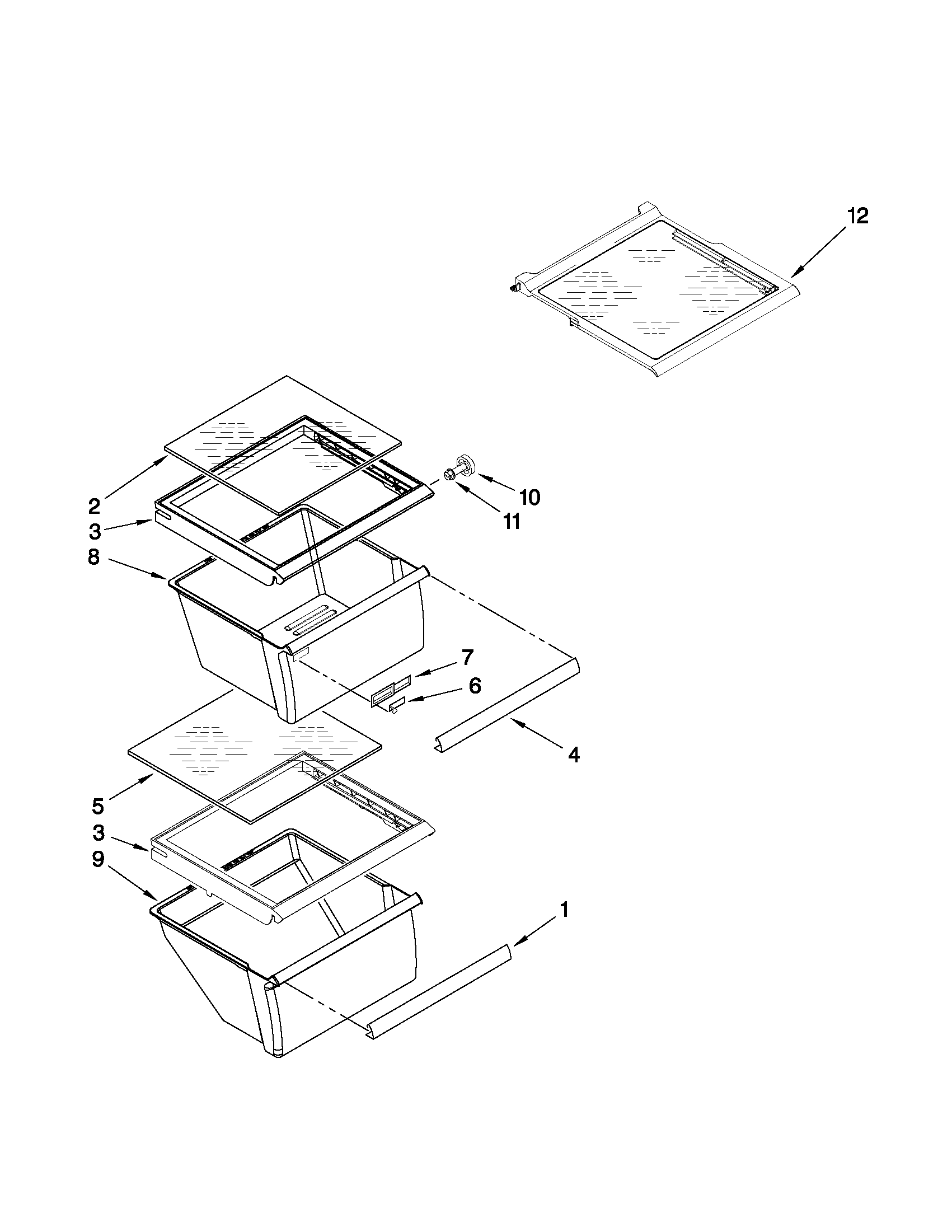 Kenmore 10650223010 refrigerator shelf parts diagram