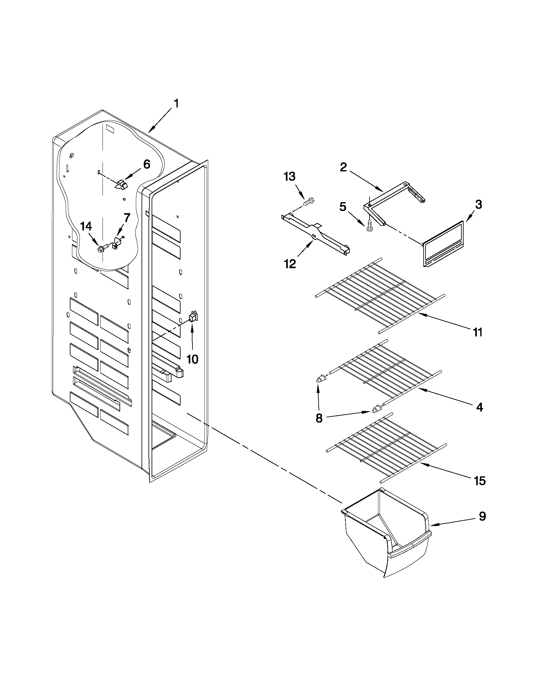 Kenmore 10650223010 freezer liner parts diagram