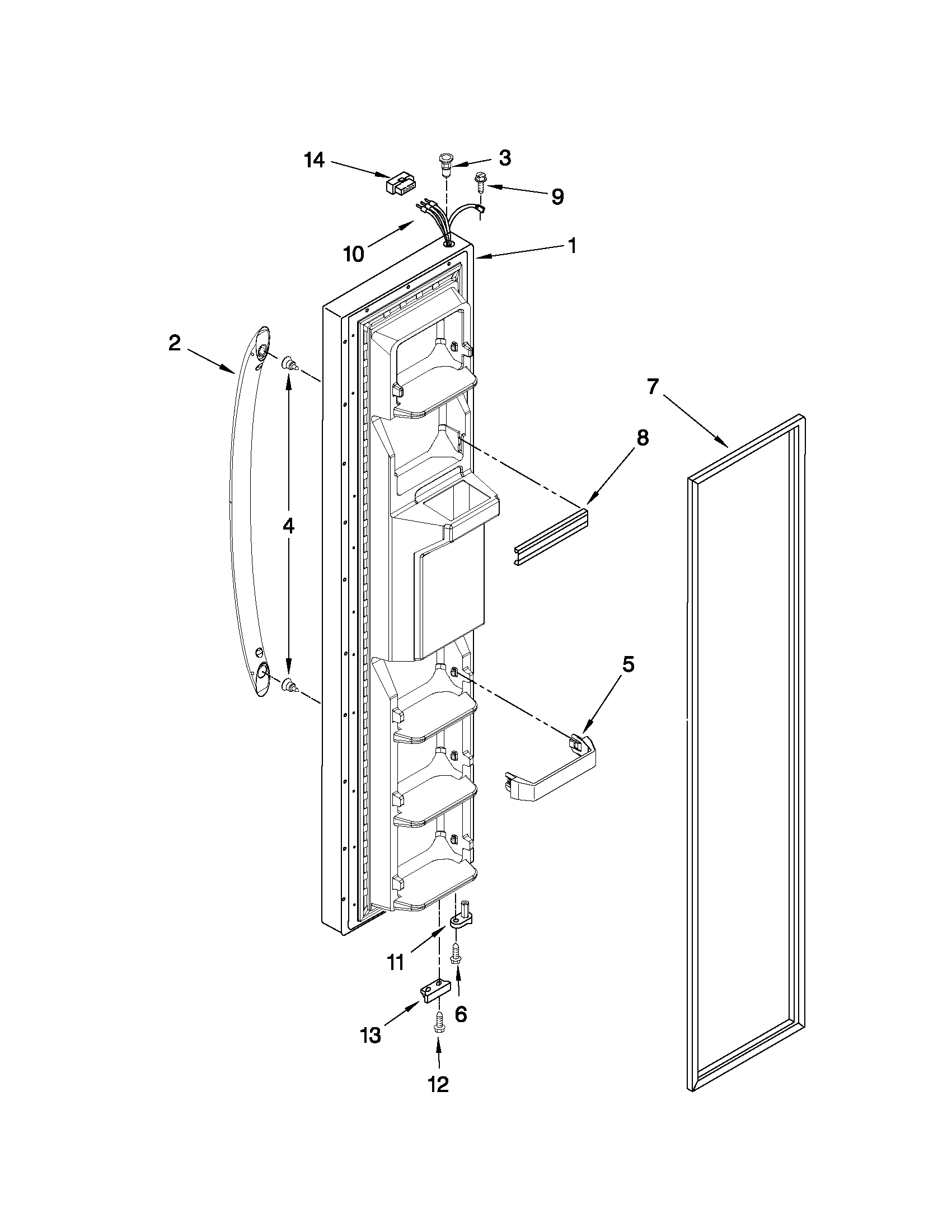 Kenmore 10650223010 freezer door parts diagram