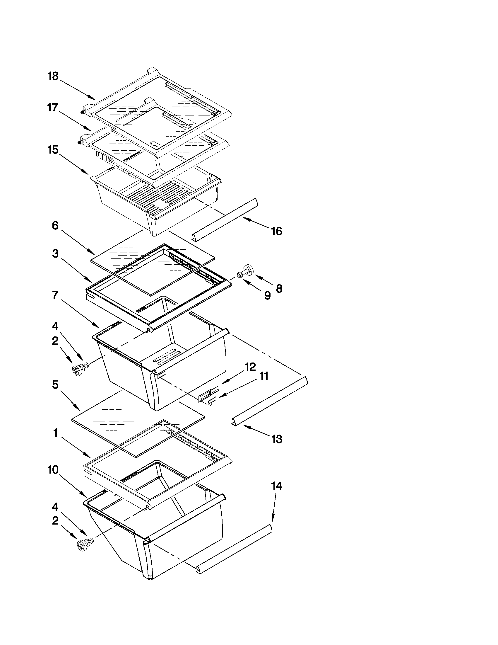 Kenmore 10640263010 refrigerator shelf parts diagram