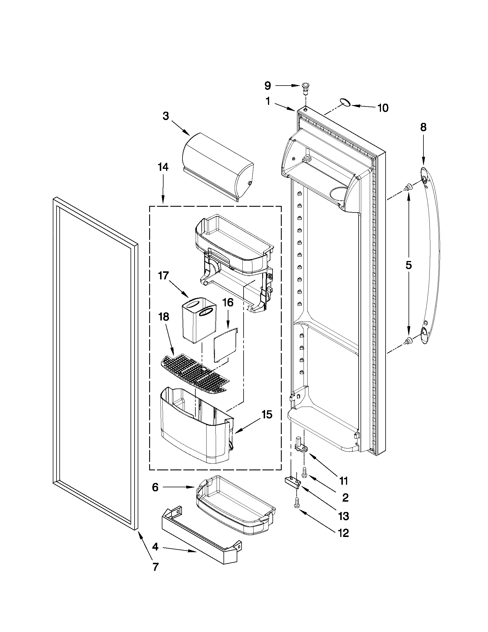 Kenmore 10640263010 refrigerator door parts diagram