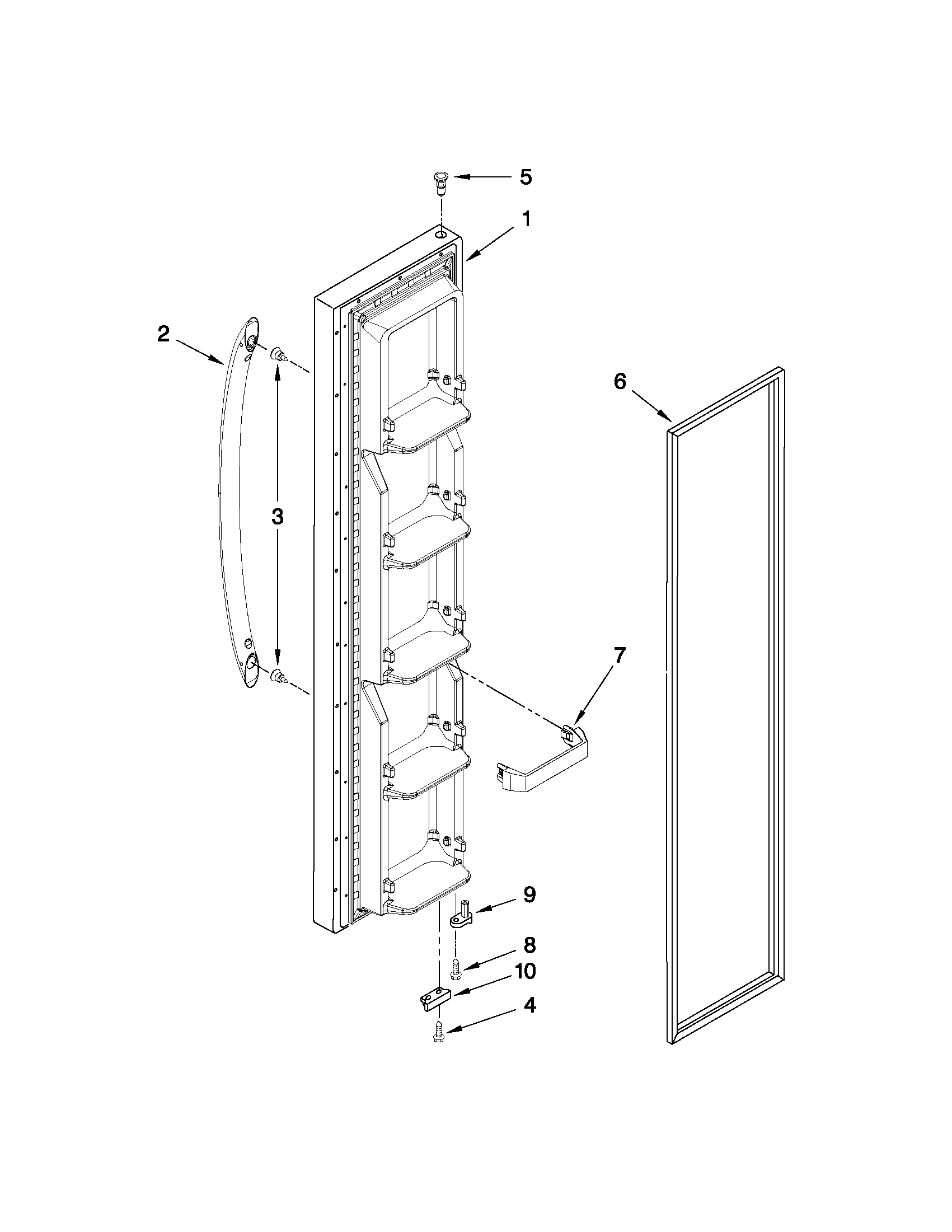Kenmore 10640263010 freezer door parts diagram