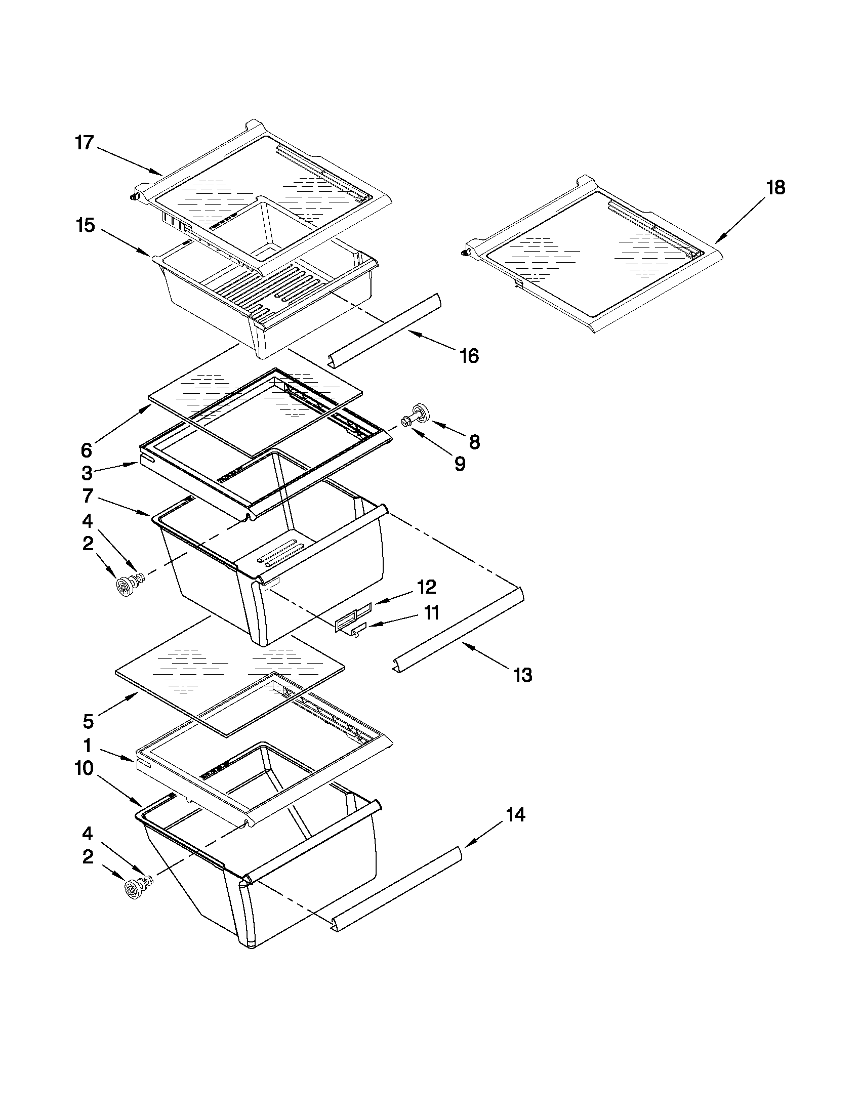 Kenmore 10640569010 refrigerator shelf parts diagram