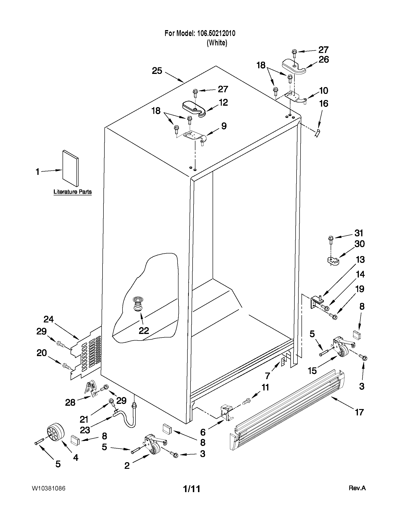 Kenmore 10650212010 cabinet parts diagram