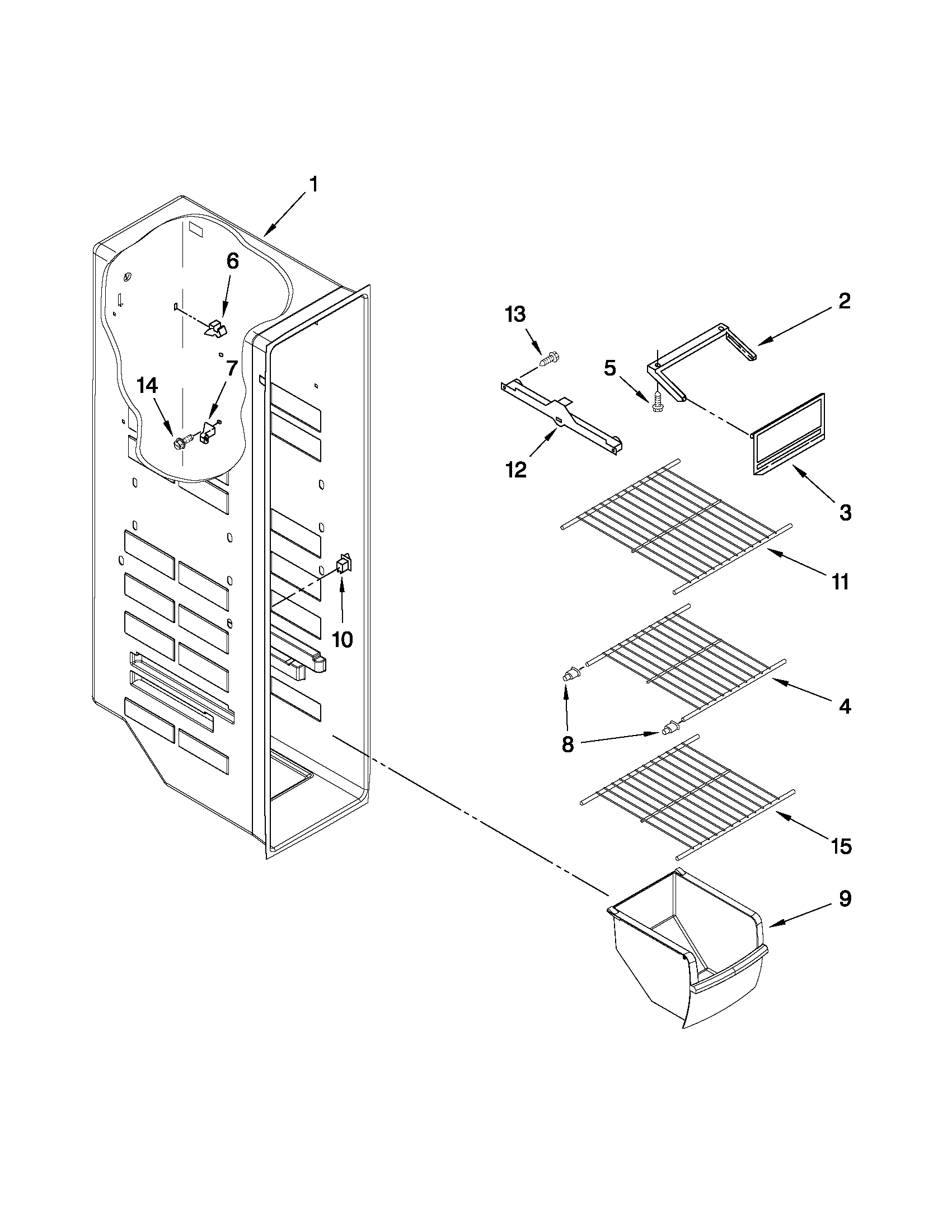 Kenmore 10650212010 freezer liner parts diagram