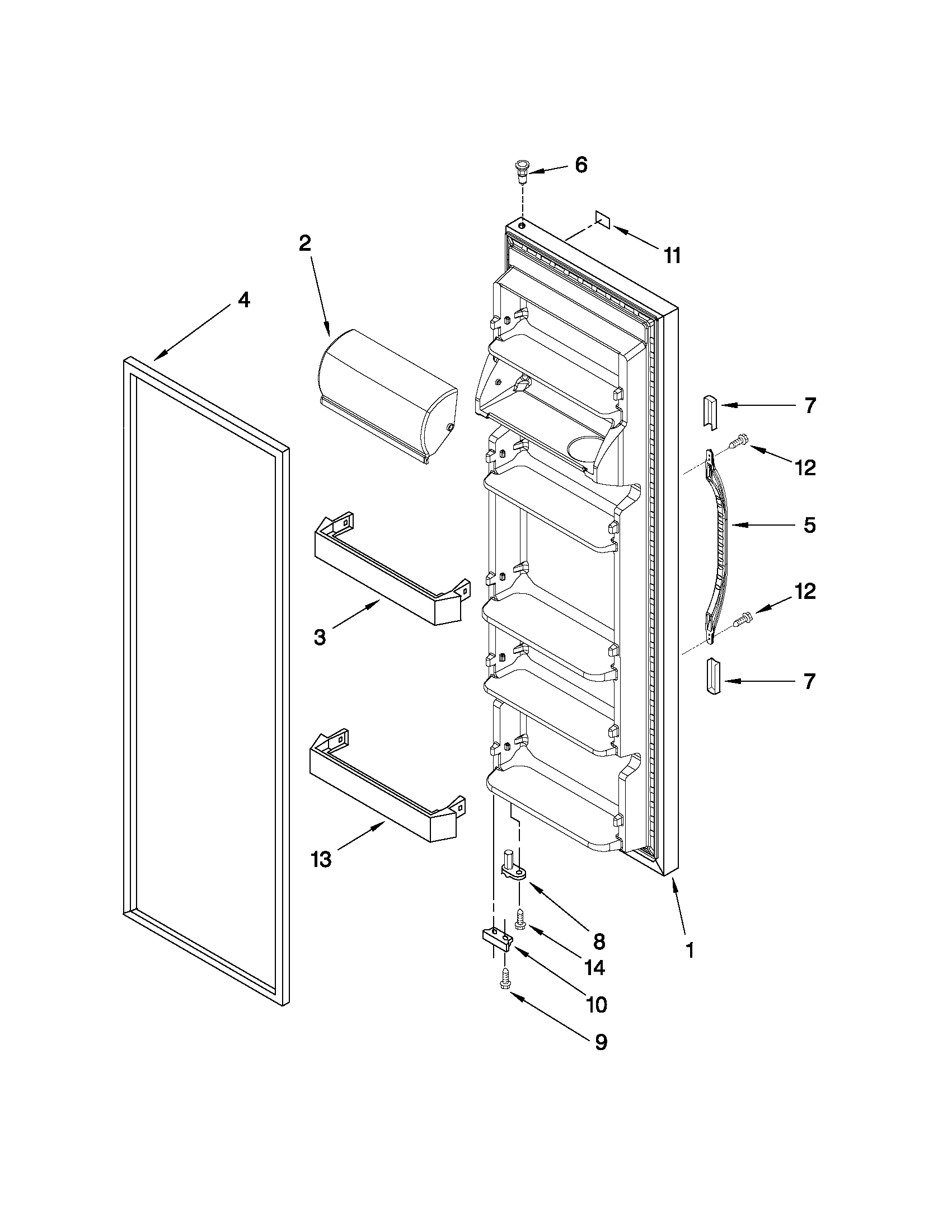 Kenmore 10650212010 refrigerator door parts diagram