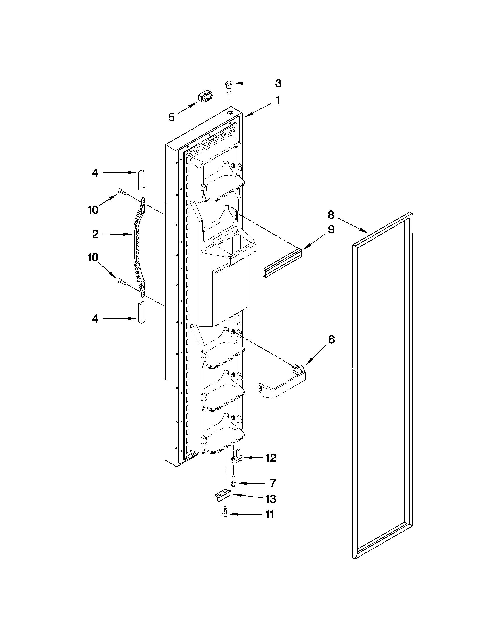 Kenmore 10650212010 freezer door parts diagram