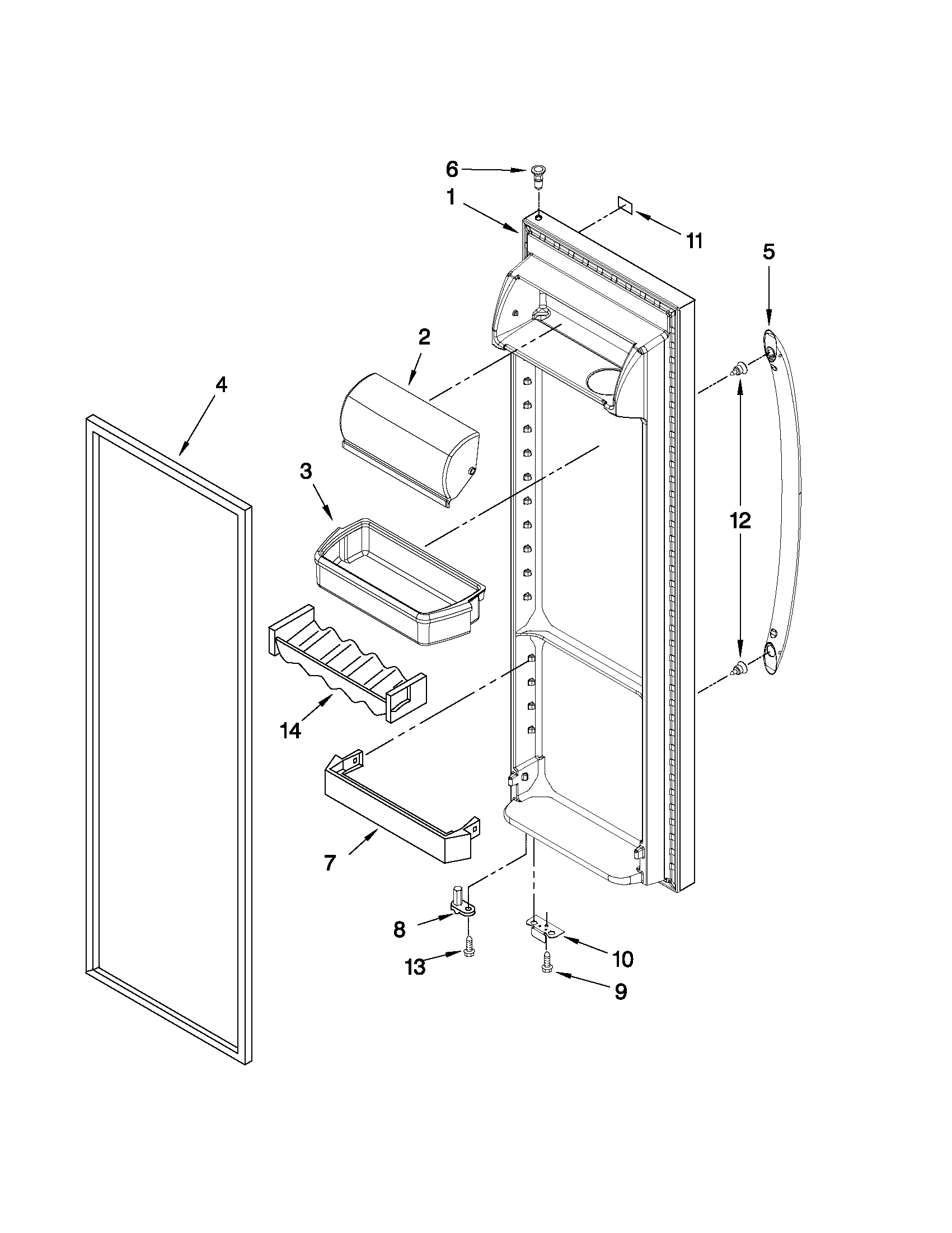 Kenmore 10650289010 refrigerator door parts diagram
