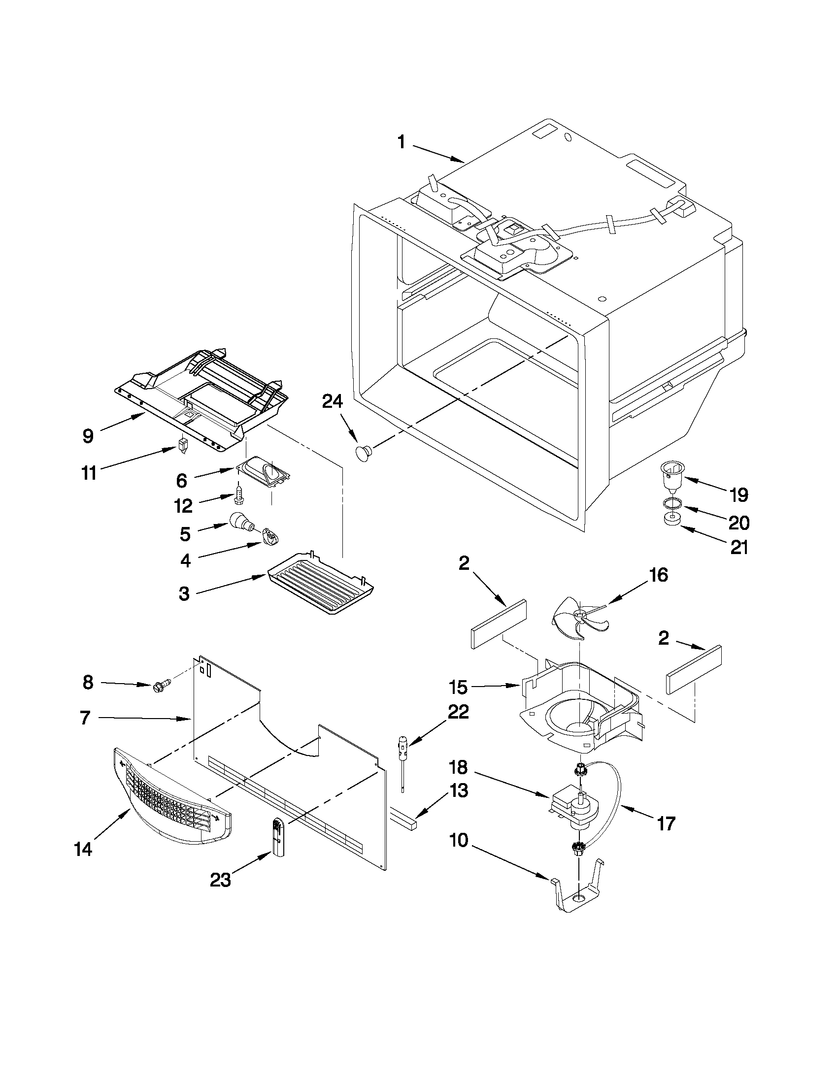 Kenmore 59665232403 freezer liner parts diagram