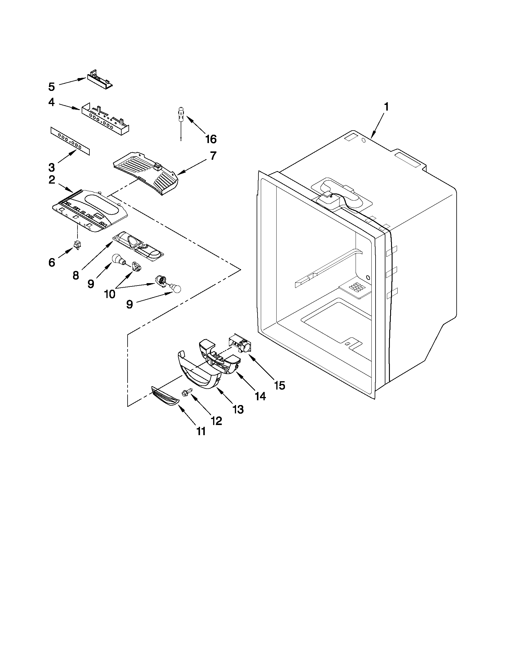 Kenmore 59665232403 refrigerator liner parts diagram