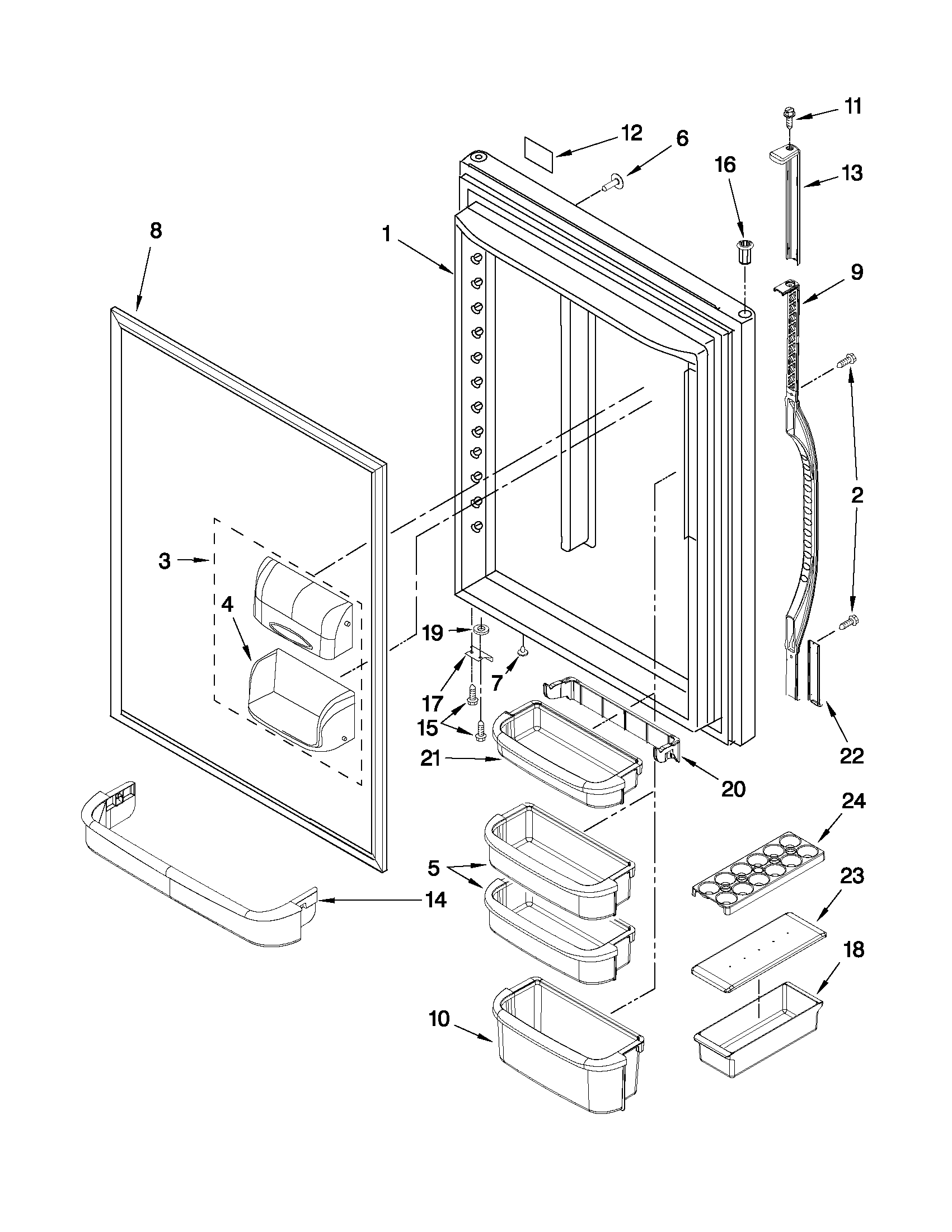 Kenmore 59665232403 refrigerator door parts diagram