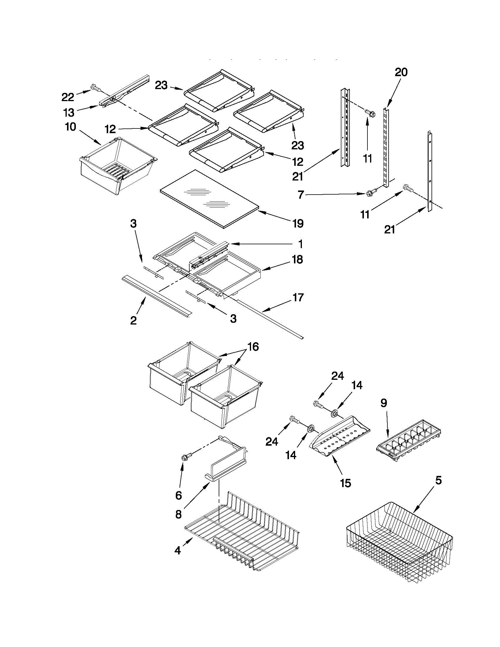 Kenmore 59665232403 shelf parts diagram